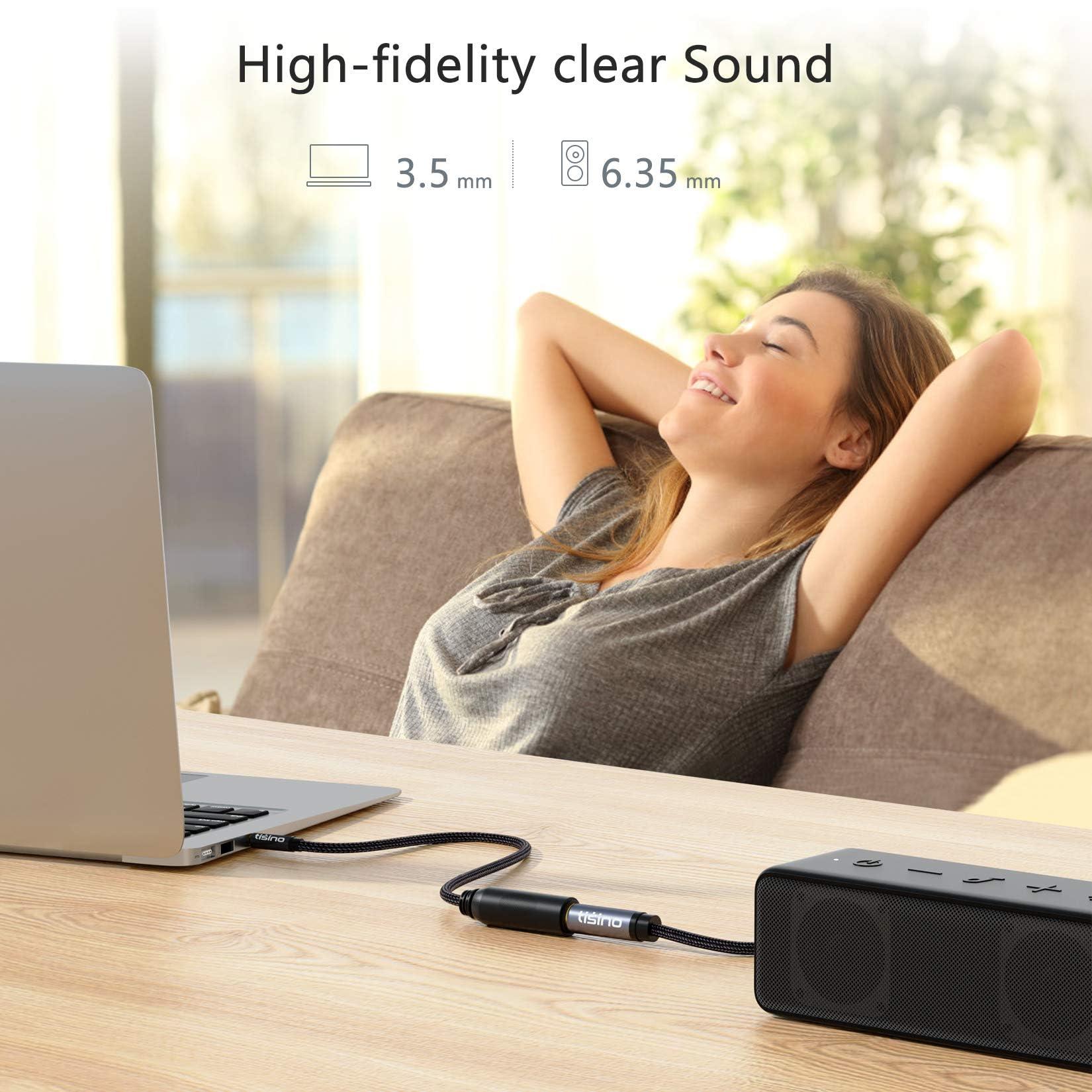 Tisino Tisino 1/4 to 3.5mm Adapter, 1/4" Female to 1/8" Male Stereo Audio Adapter for Headphone, Amplifiers, Guitar, Amp etc. - 1ft/30cm