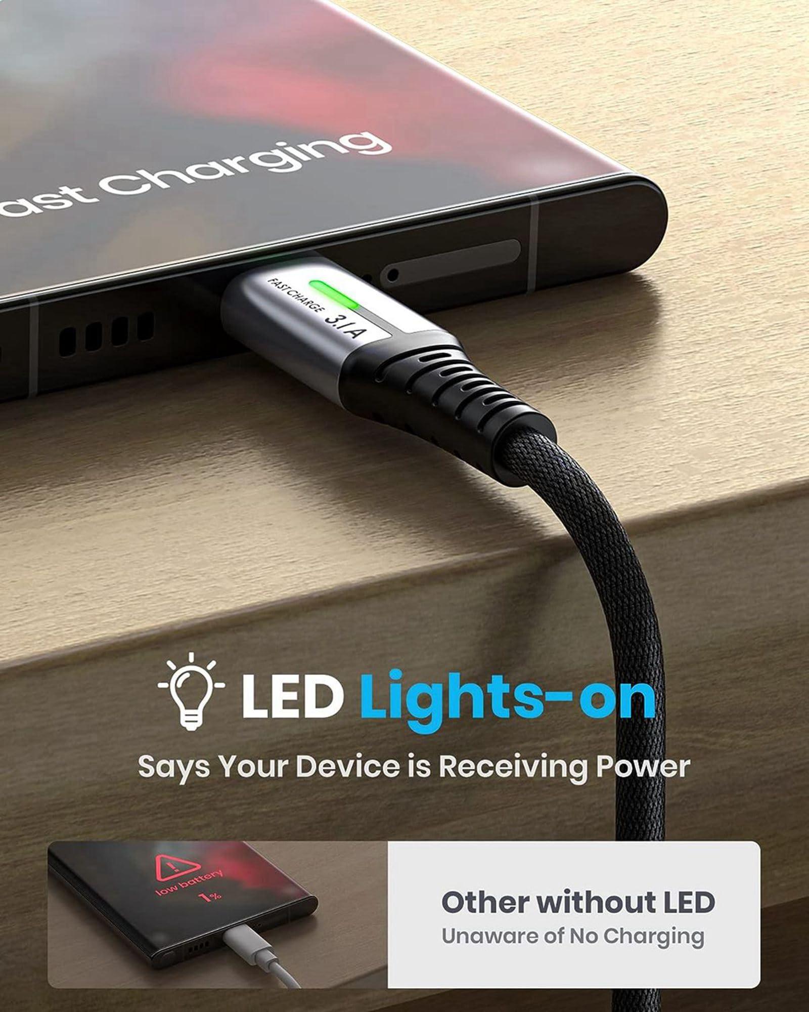 INIU USB C Cable, INIU [5 Pack 3.1A] QC Fast Charging USB Type C Cable, Nylon(1.6+3.3+3.3+6.6+6.6ft) Phone Charger USB A to USB C Cable for Samsung Galaxy S21 S20 S10 Plus Note 10 LG Google Pixel iPhone 15