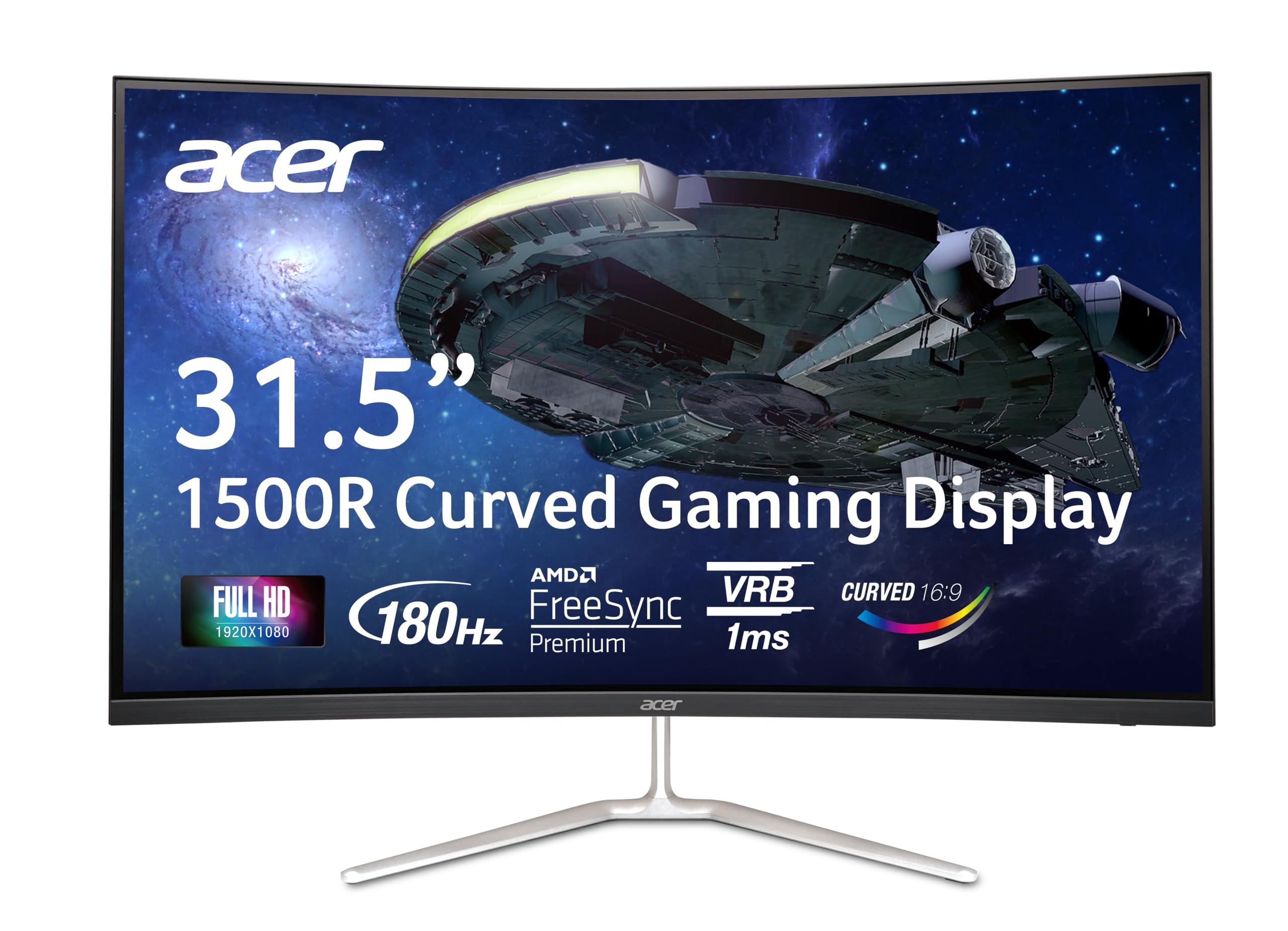 acer Acer Nitro 31.5\" FHD 1920 x 1080 1500R Curved PC Gaming Monitor | AMD FreeSync Premium | Up to 165Hz Refresh | 1ms VRB | VESA Mountable | 1 x Display Port 1.2 & 2 x HDMI 1.4 | EDA320Q PBIIPX