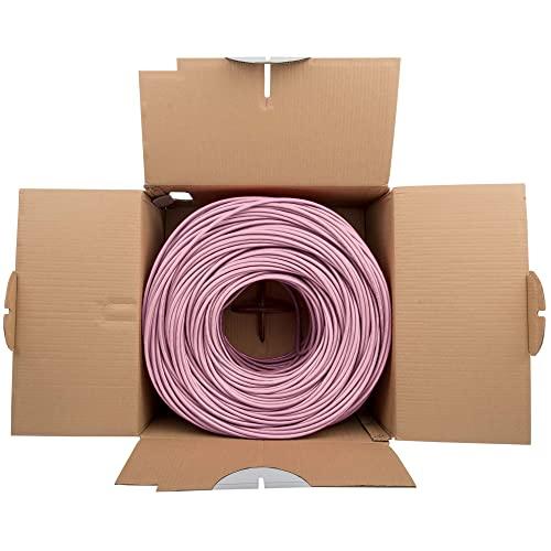 TRUE CABLE trueCABLE Cat5e Riser (CMR), 1000ft, Pink, 24AWG 4 Pair Solid Bare Copper, 350MHz, PoE++ (4PPoE), ETL Listed, Unshielded Twisted Pair (UTP), Bulk Ethernet Cable