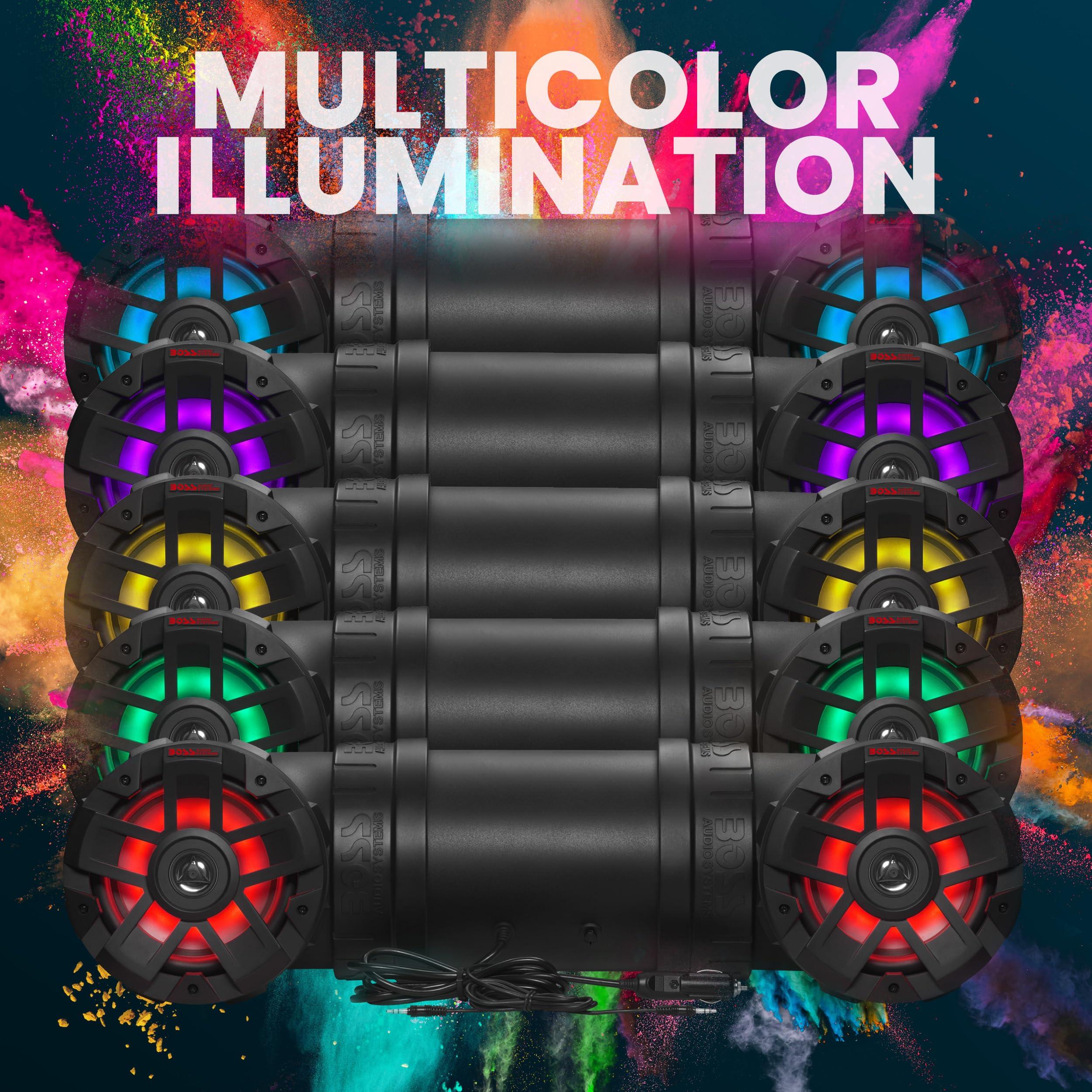 BOSS Audio Systems BOSS Audio Systems ATV8BRGB ATV UTV Sound System - 8 Inch Speakers, 1.5 Inch Tweeters, Full Range, IPX5 Weatherproof, Bluetooth, Built-in Amplifier, Multi-Color Illumination, Golf Cart Compatible