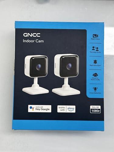 GNCC GNCC Indoor Security Camera, 2 Packs 1080PCameras for Home Security Wi-Fi Cameras, Motion/Sound Detection, Night Vision, 2-Way Audio, Real-Time Alert, Cloud & SD Card Storage, 2.4G WiFi Only