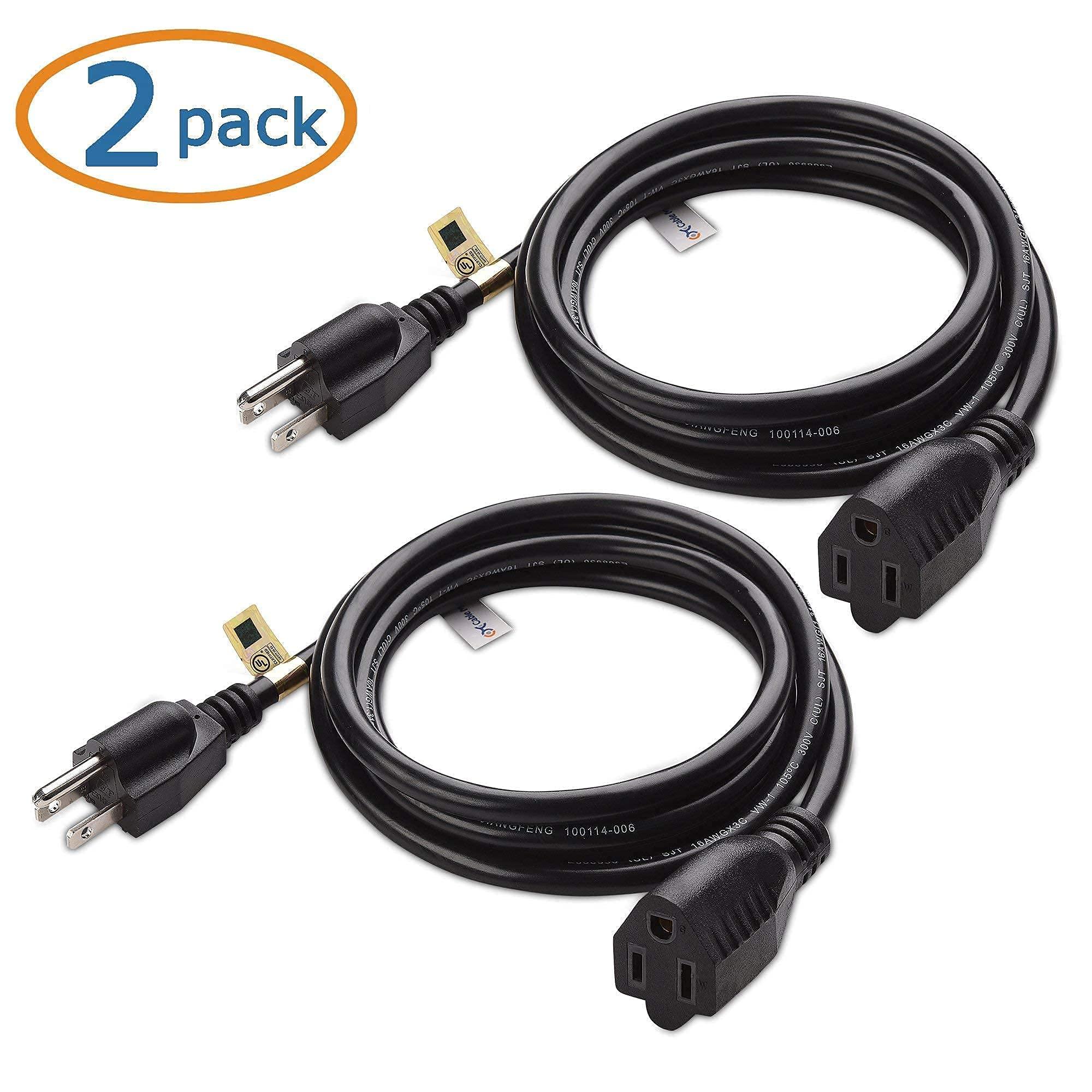 Cable Matters Cable Matters 1-Pack VGA to VGA Cable with Ferrites (SVGA Cable) 10 Feet & 2-Pack 16 AWG Heavy Duty AC Power Extension Cord (NEMA 5-15P to NEMA 5-15R)