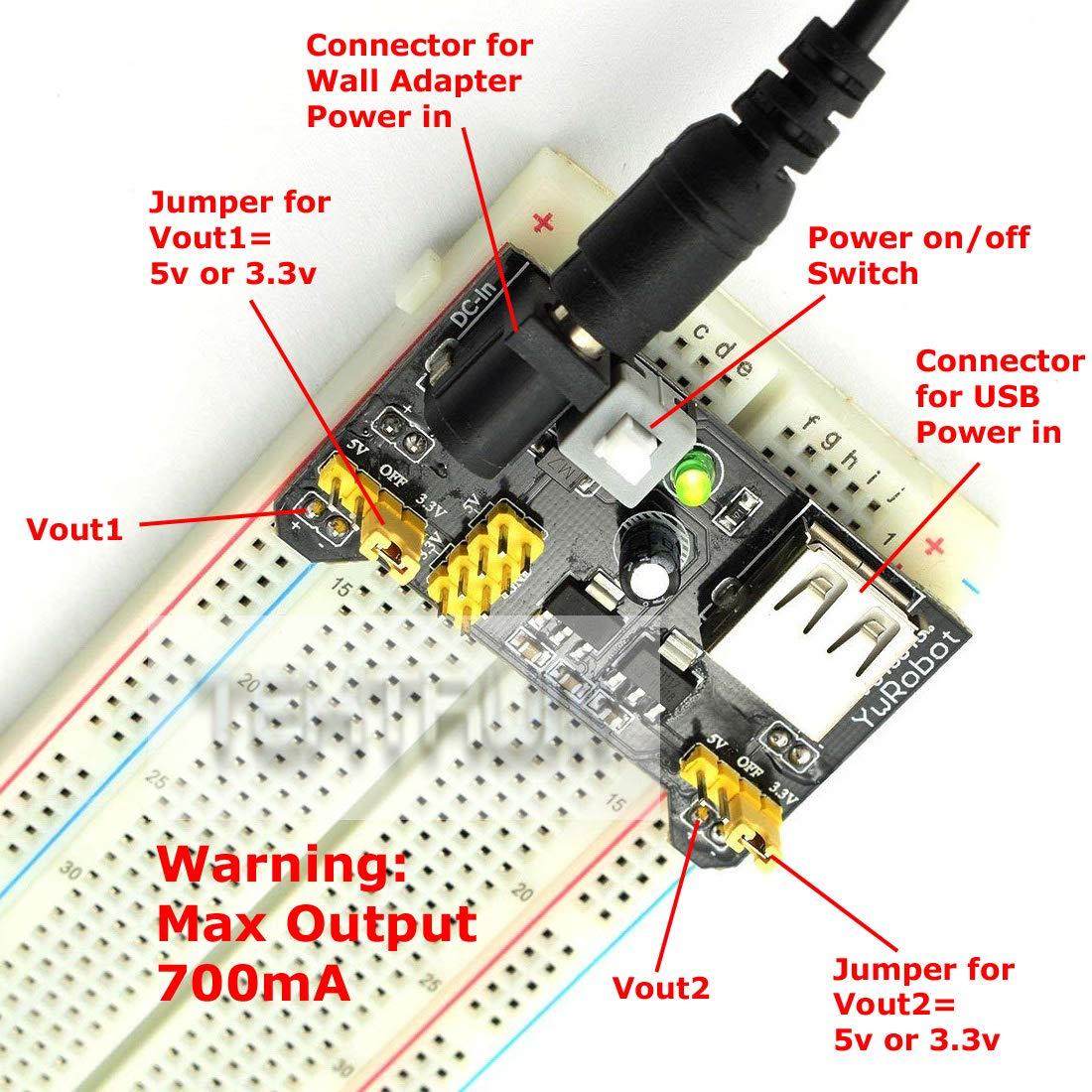 Tektrum Tektrum Externally Powered Solderless 4660 Tie-Points Experiment Plug-In Breadboard Kit with Jumper Wires, Power Module, Wall Adaptor For Proto-Typing Circuit