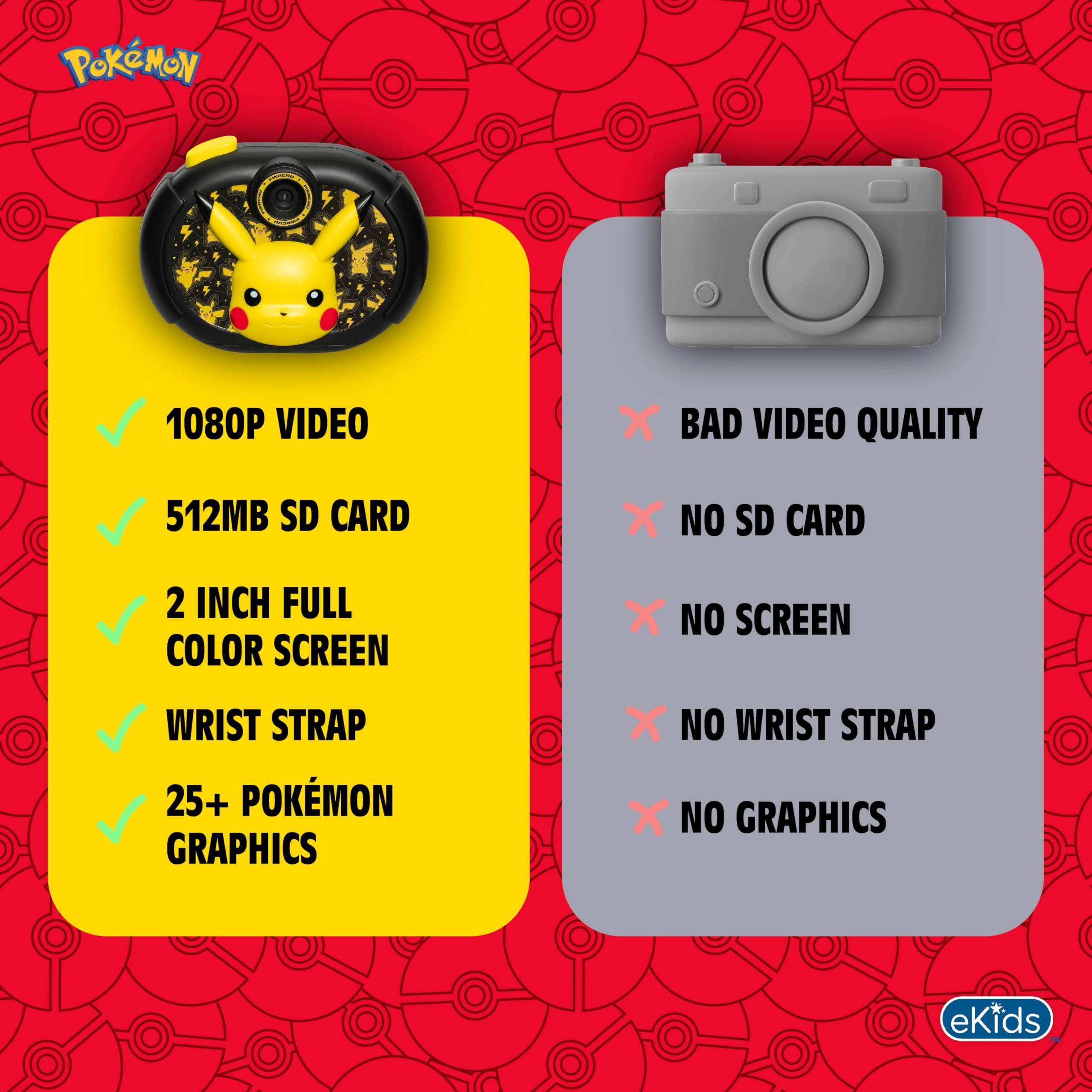 eKids ekids Pokemon Kids Camera with SD Card, Digital Camera for Kids with Video Recording, Built-in Digital Stickers for Fans of Pokemon Gifts