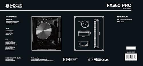 ID-COOLING ID-COOLING FX360 PRO Liquid CPU Cooler for Desktop - 360mm AIO Cooler, 3 x 120mm High-efficient Fans, Special CD Pattern Pump Header, Intel & AMD Compatible