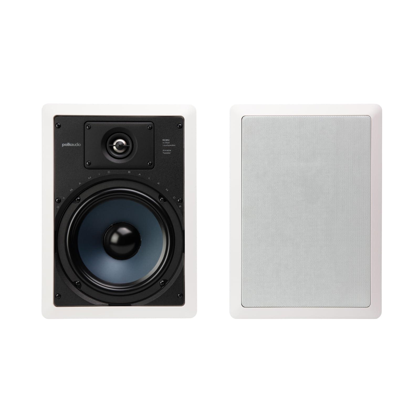Polk Audio Polk Audio RC85i 2-Way Premium in-Wall 8\" Speakers (Pair) | Perfect for Damp and Humid Indoor/Outdoor Placement (White, Paintable Grille)(Pack of 2)