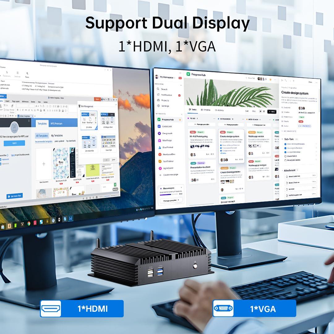 msecore msecore Fanless Industrial PC, Mini Computer with Core i7-5500U, 16G RAM 256G SSD, Dual NIC, 2*COM RS232, Support 4G Module/SIM, Wi-Fi, 1*HDMI 1*VGA, Windows 10 Pro