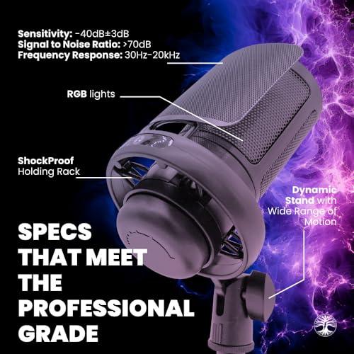 Abel Gaming Live Streaming Kit- Perfect for Streaming Video Games on Twitch, YouTube, Podcasts and Working from Home. includes 1920x1080p Webcam, Professional USB Microphone, and One LED Multi-Color Light