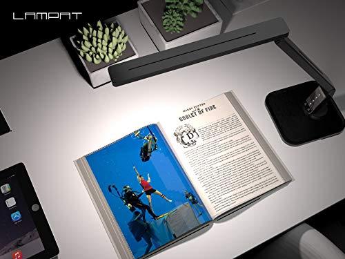 Lampat LAMPAT Dimmable LED Desk Lamp, 4 Lighting Modes (Reading/Studying/Relaxation/Bedtime), 5-Level Dimmer, Touch-Sensitive Control Panel, 1-Hour Auto Timer, 5V/1A USB Charging Port, Piano Black