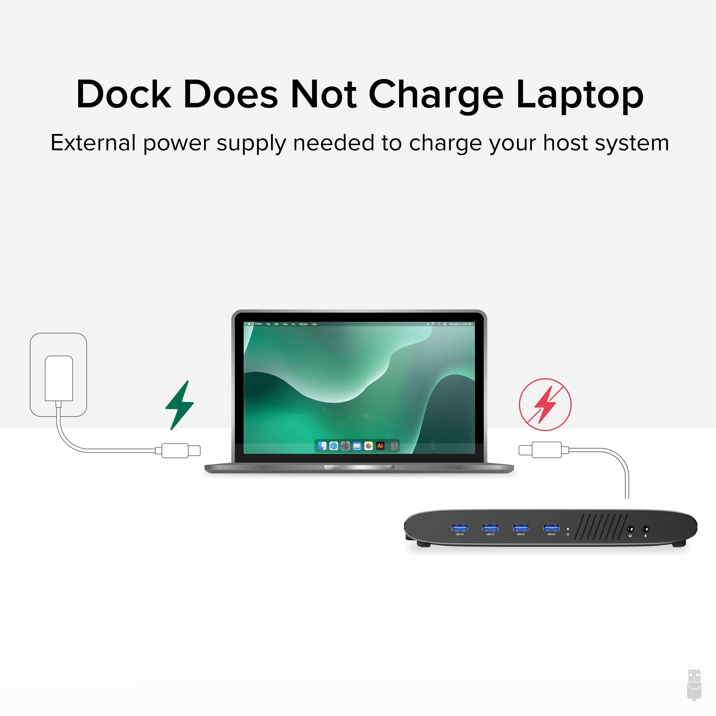 Plugable Plugable Universal Laptop Docking Station, 4K Dual Monitor, DisplayPort or HDMI, Windows Mac or ChromeOS Laptops, USB-C or USB 3.0, Adds 2 Displays, Ethernet, Audio, 6 USB Ports