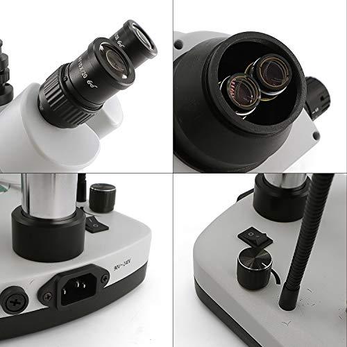 SWIFT Swift S7-TGL-CA05 Trinocular Gooseneck Zoom Stereo Microscope, WF10X Eyepieces,7X-45X Magnification, Upper Dual-gooseneck LED Light and Transmitted LED Light, Table Pillar Stand,110V-120V