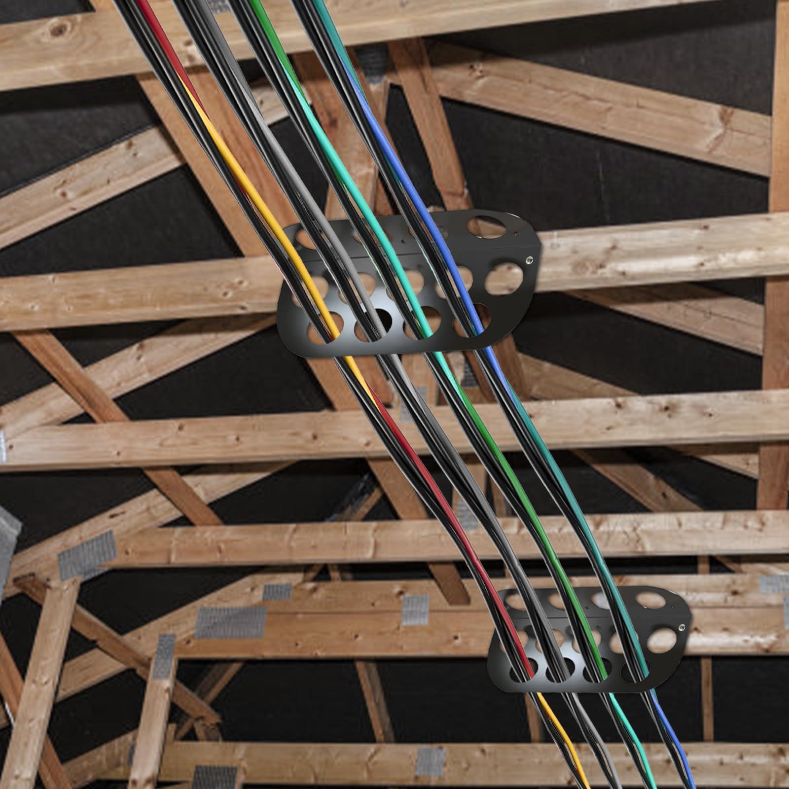 Hadwoer Hadwoer Cable Chase Wire Bracket (10 Pack), Electrical Wire Bracket, NM Cable Organizer, Wire Holder, NM Cable Support, NMSC Stackers, Includes 13 Cable Holes to Keep Wiring Clear and Organized