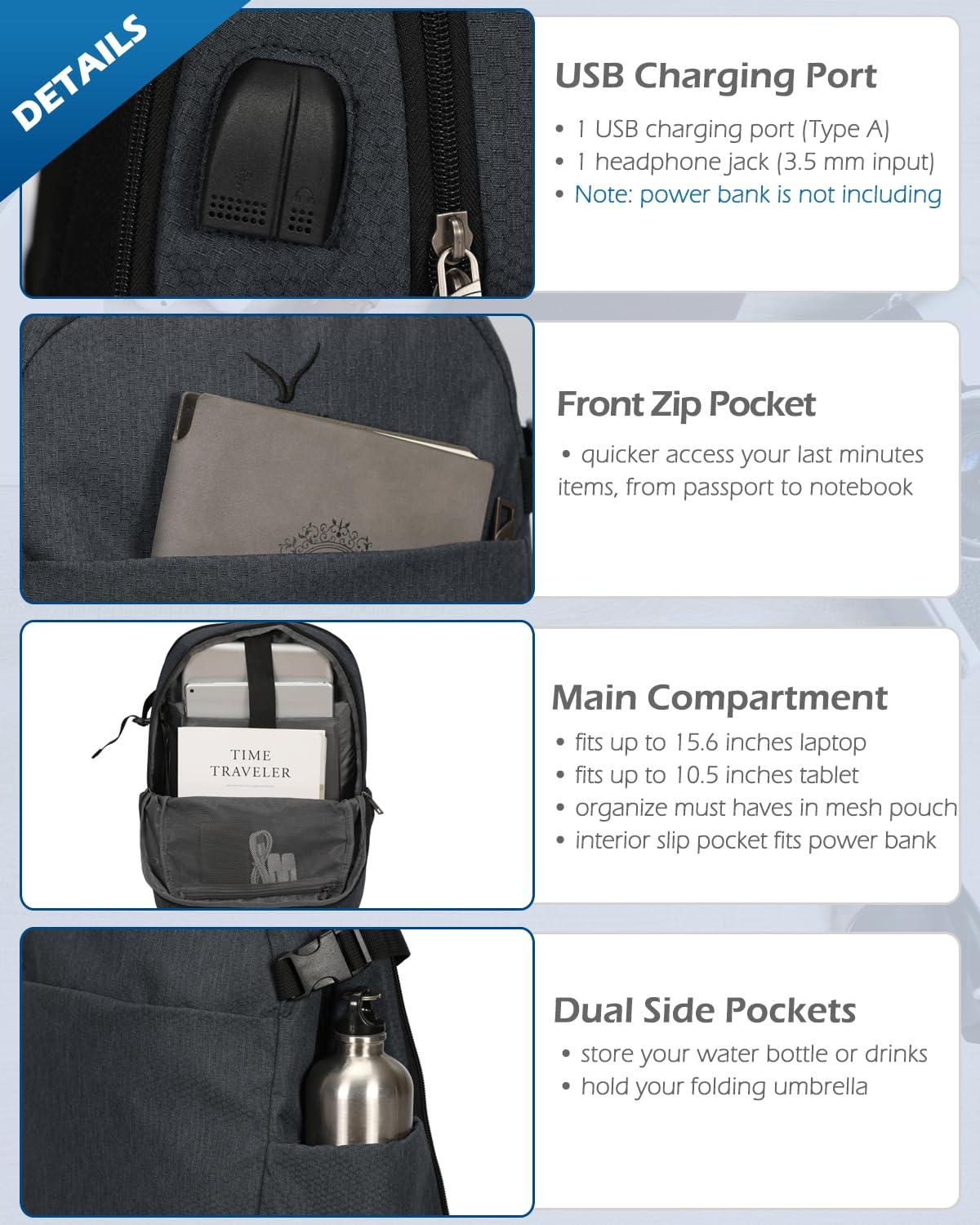 Hynes Eagle Hynes Eagle 2 in 1 Travel Backpack 22 inches Carry on Luggage 63L Rolling Backpack for Men Women with Packing Cubes 3PCS Set Grey Waist Pack Black