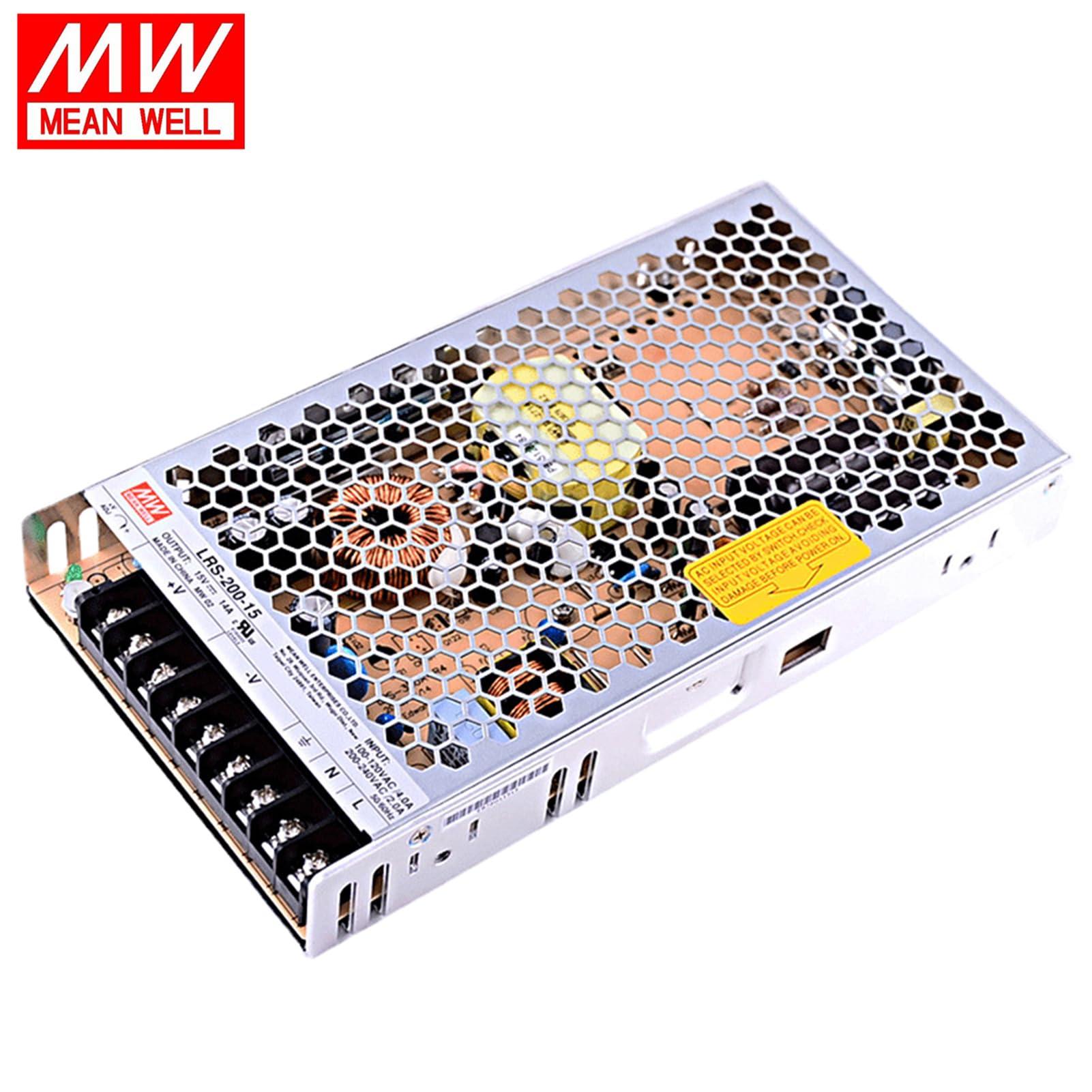 FuDianMall Mean Well 200W Single Output Switching DC Power Supply Variable Power Supply 12V 17A (LRS-200-12 12V/17A/204W/Enclosed Power)