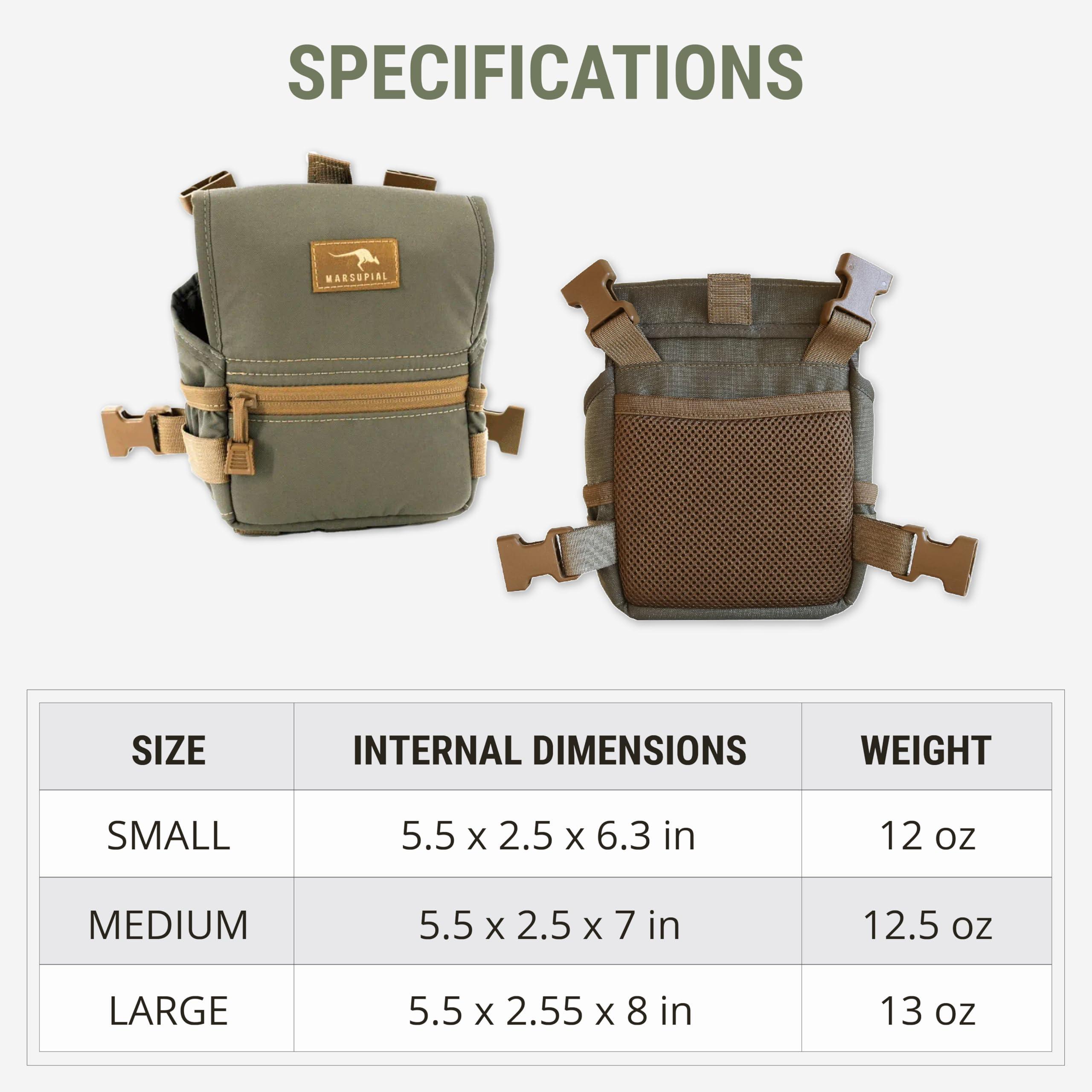 Marsupial Marsupial Gear Standard Binocular Pack - Magnetic Bino Chest Harness Great for Quick One-Handed Access While Hunting with Storage Pockets, Ranger, Small
