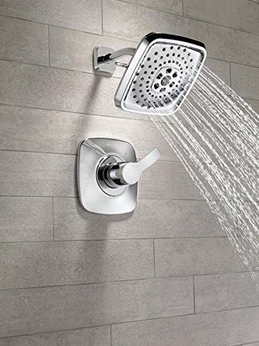 DELTA FAUCET Delta Faucet Tesla 14 Series Single-Function Shower Trim Kit with Three-Spray Touch-Clean H2Okinetic Shower Head, Chrome T14252 (Valve Not Included)