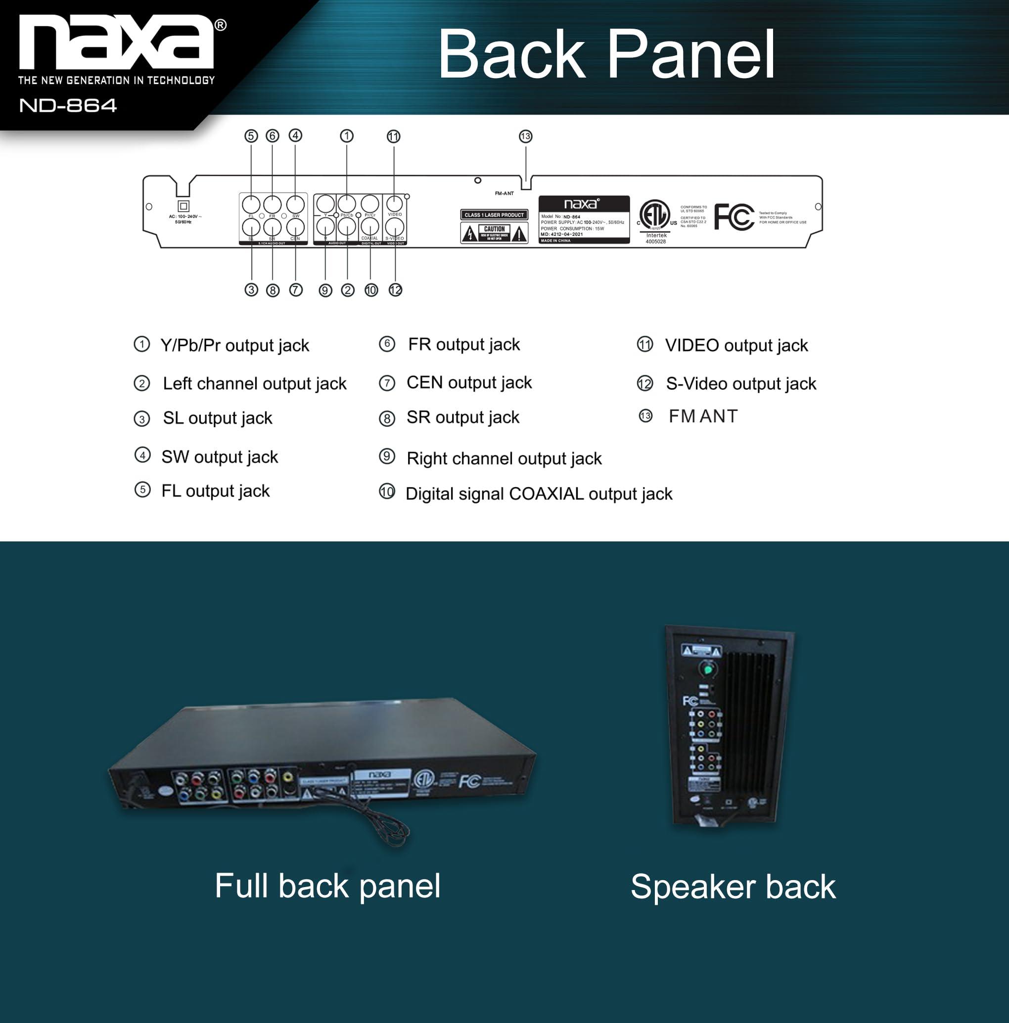 Naxa Electronics Naxa Electronics ND-864 5.1 Channel High-Powered Home Theater DVD & Karaoke Speaker System