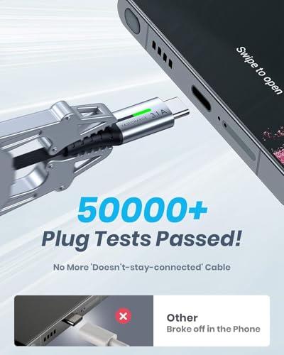 INIU USB C Cable, INIU [5 Pack 3.1A] QC Fast Charging USB Type C Cable, Nylon(1.6+3.3+3.3+6.6+6.6ft) Phone Charger USB A to USB C Cable for Samsung Galaxy S21 S20 S10 Plus Note 10 LG Google Pixel iPhone 15