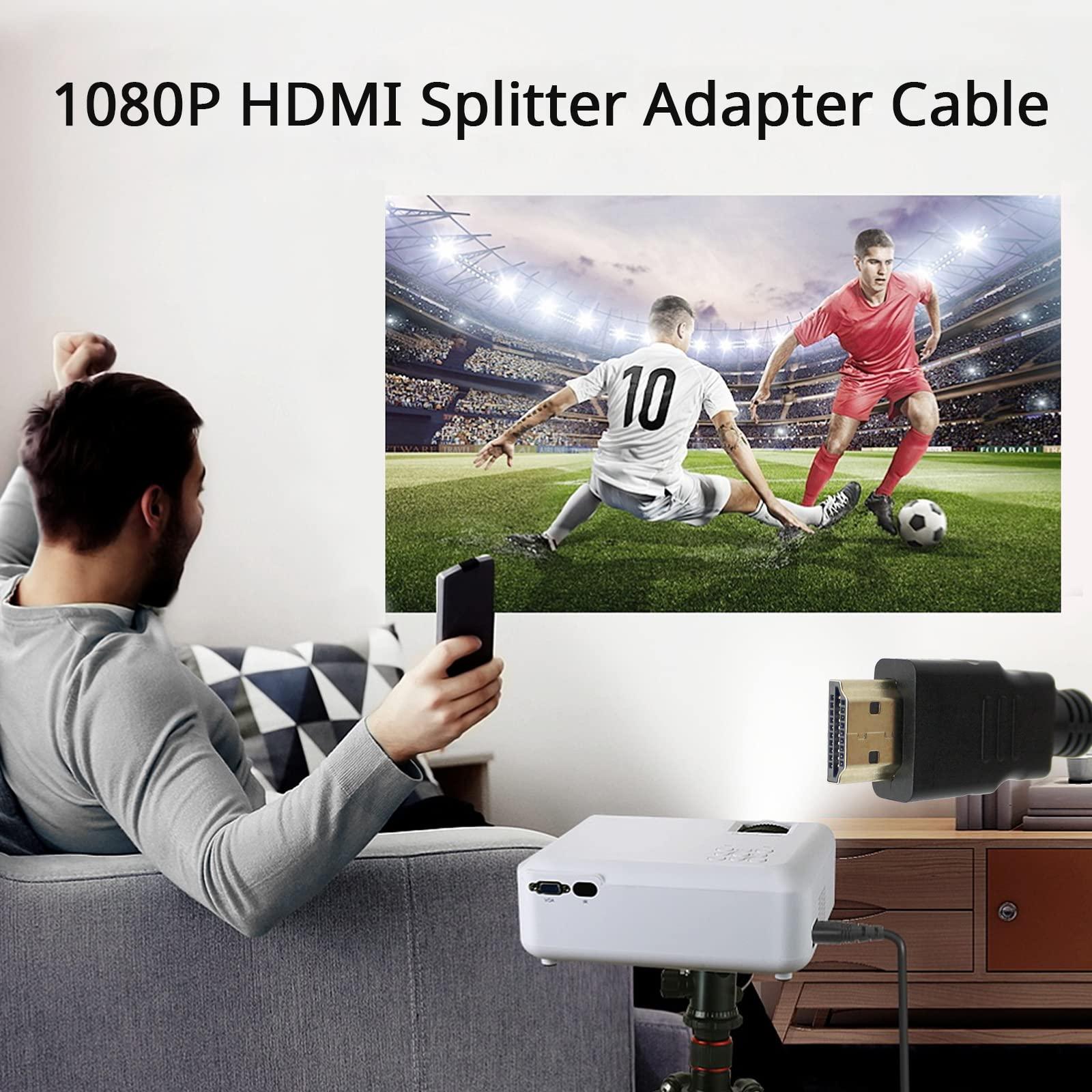 Marmoin HDMI Cable Splitter 1 in 2 Out HDMI Adapter Cable HDMI Male to Dual HDMI Female 1 to 2 Way, Support Two TVs at The Same Time, Signal One In Two Out