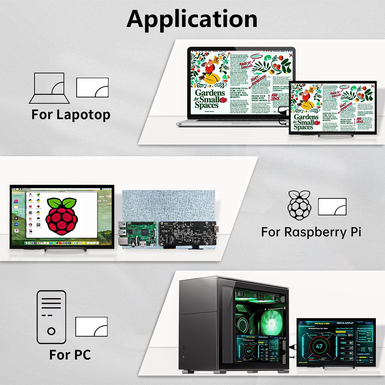 HAMTYSAN HAMTYSAN Raspberry Pi Touchscreen,10 Inch Monitor HDMI,1024600 Mini Monitor,16:9 IPS Screen Small Portable Display for Raspberry Pi 400/4/3/2/Zero/B/B+ Jetson Nano Win11/10/8/7