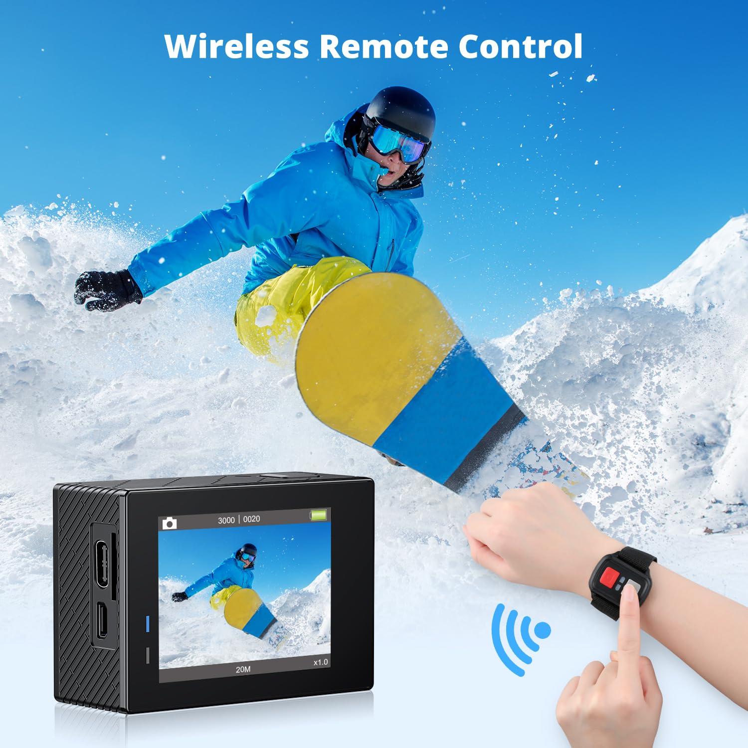 AKASO AKASO Brave 4 Action Camera with 64GB MicroSDXC Memory Card and 1.2M Selfie Stick and a Tripod Bundle