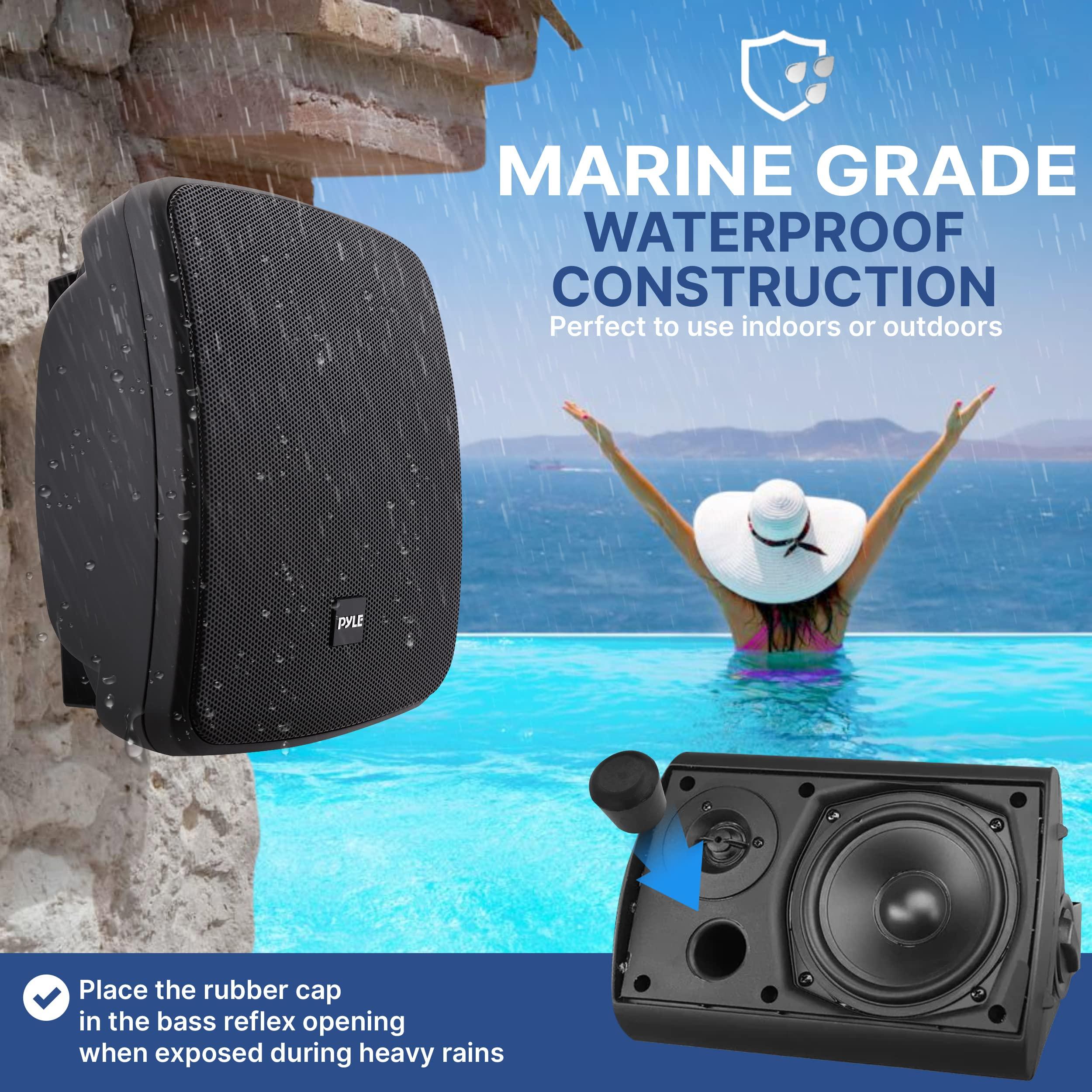 Pyle Pyle Outdoor Waterproof Patio Speaker - 3.5" 2-Way Weatherproof Wall/Ceiling Mounted Dual Speaker w/Heavy Duty Grill, w/Transformer Adjuster, Universal Mount, in/Outdoor Use PDWR445TB (Black)