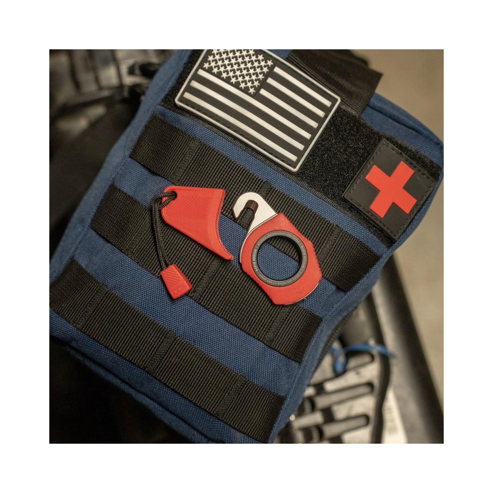 SOG SOG Rapid Rescue Multi-Tool | Stainless Steel Seatbelt Cutter, GRN Handle, Aluminum Pull-Ring, Quick to Deploy from The Sheath, Rescue Red