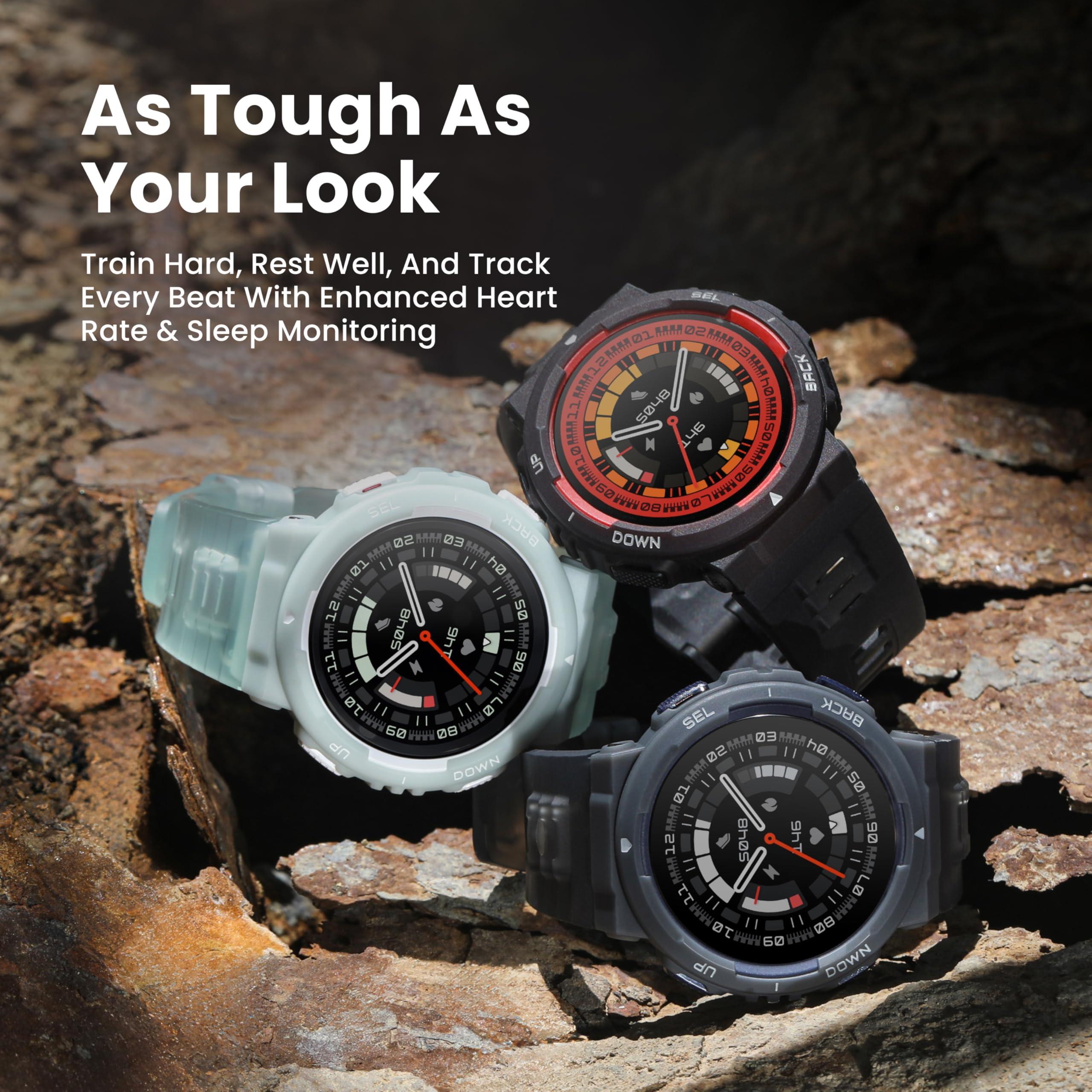 Amazfit Amazfit Active Edge Smart Watch 46 mm, Rugged Fitness Watch, GPS, AI Health Coach, 16-Day Battery, 130+ Sports Modes, Activity Trackers and Smartwatches Android and iPhone Compatible, Lava Black