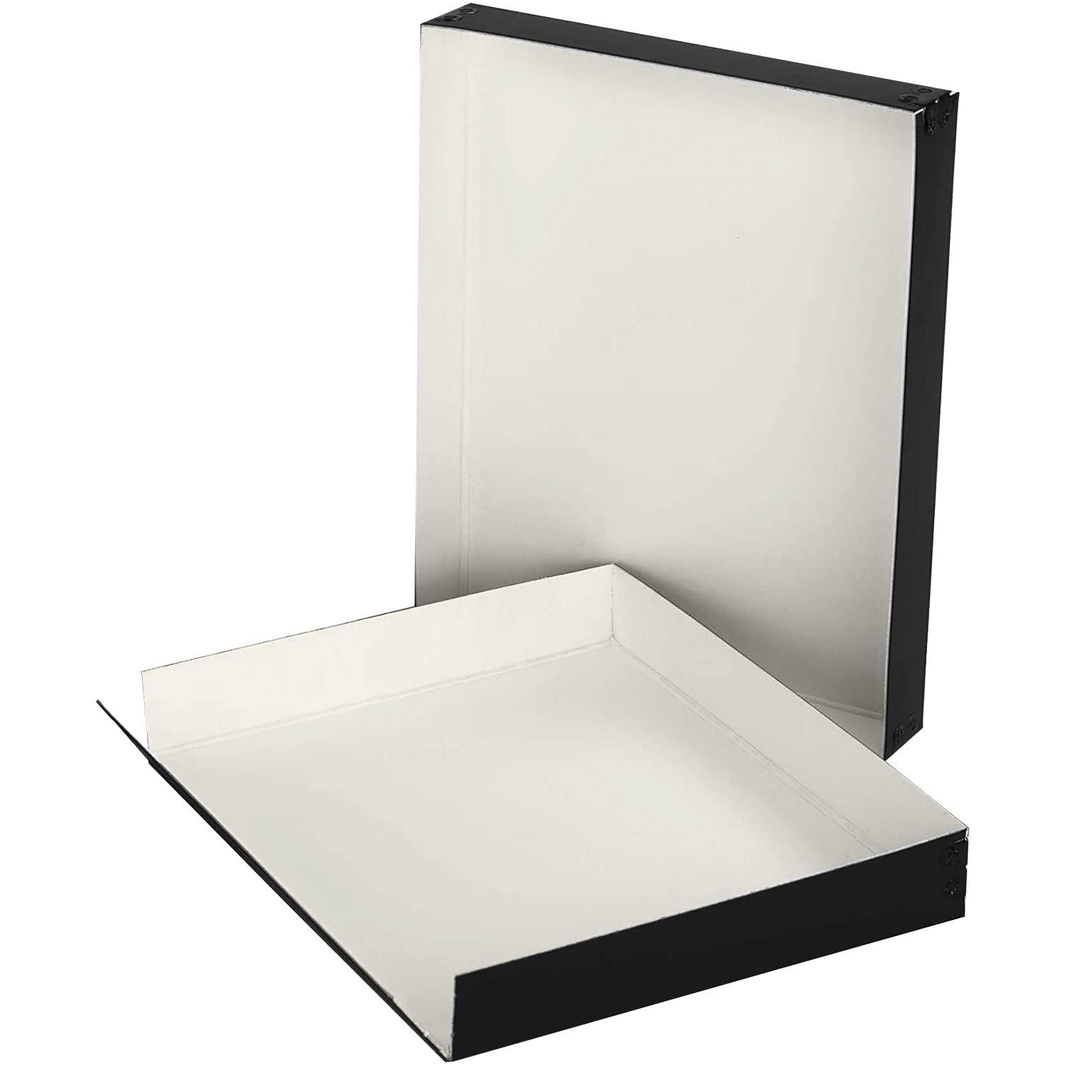 Lineco Lineco Museum Archival Storage Box, 8.75x10.75x1.5 in. Drop Front Design. Acid-Free with Metal Edge. Organize Photos, Pictures, Prints, Documents, Crafts, DIY. Black, 2 Pack