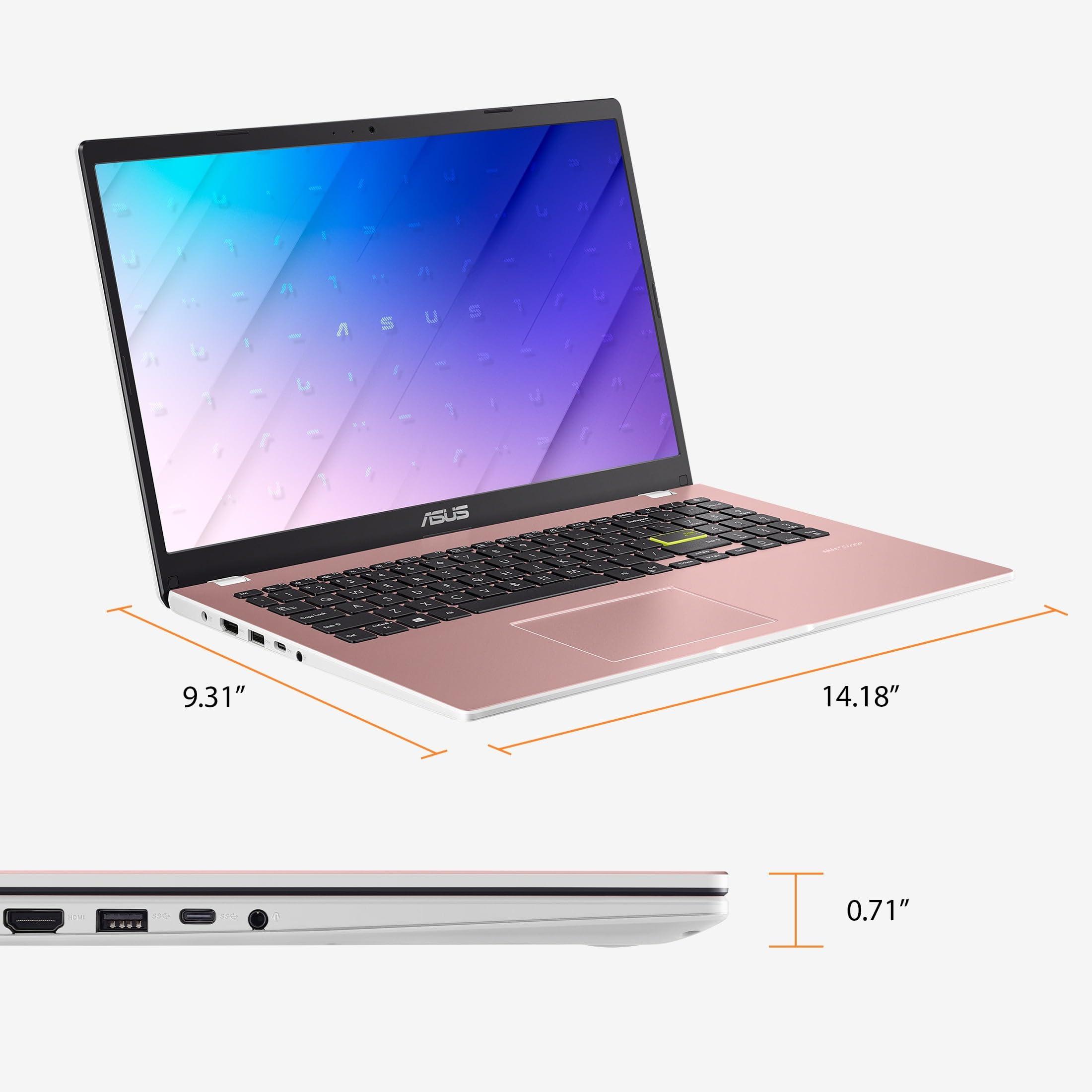 ASUS ASUS VivoBook Go, 15.6\" FHD Laptop, Intel Pentium N6000 Processor, 4GB DDR4 RAM, 128GB eMMC SSD, Intel HD Graphics, Webcam, Windows 11 Home S Mode, Pink, TWE Mousepad