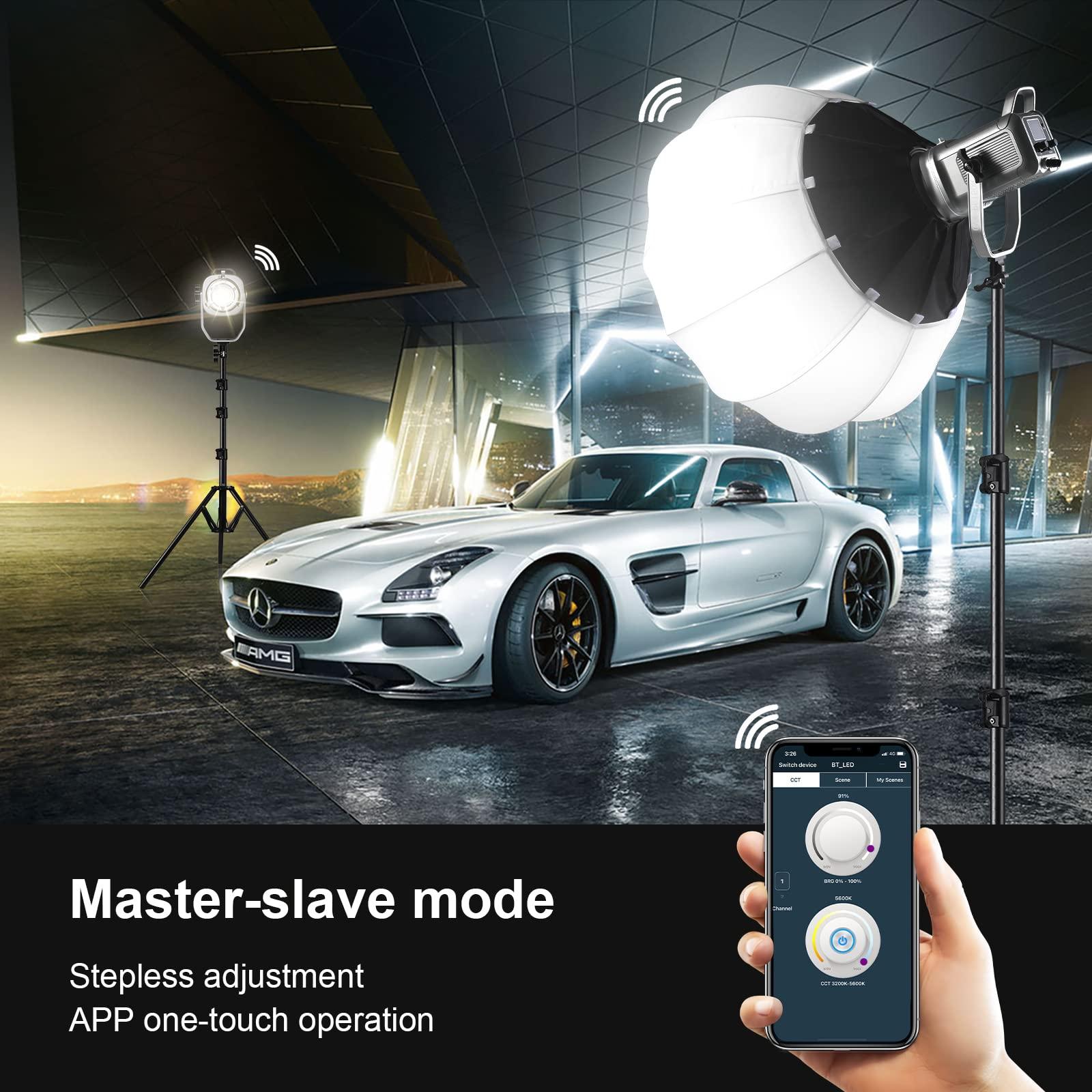 GVM Great Video Maker GVM 150W Video Light Kit, 2700K-7500K Continuous Lighting for Photography with Lantern Softbox&Stand, Bi-Color Studio Light Kit with Bluetooth Control, CRI 97+ 8 Scene Lights for Live Streaming White