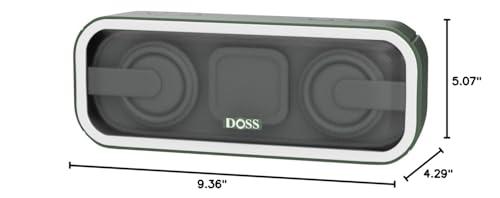DOSS DOSS SoundBox Pro+ Bluetooth Speaker with 24W Impressive Sound, Booming Bass, IPX6 Waterproof, 15Hrs Playtime, Wireless Stereo Pairing, Mixed Colors Lights, 66 FT- Green