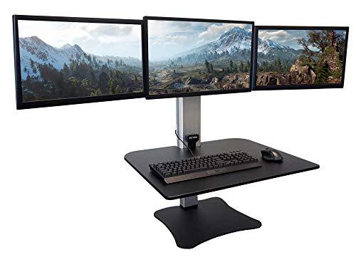 Victor Victor DC475 High Rise Electric Triple Monitor Gaming Desk|3Large Monitor Sit-Stand Desk |28” Wide Gaming Surface|Compatible with Any Standard Desk|Adjustable Monitor Holder|Cable Management Included