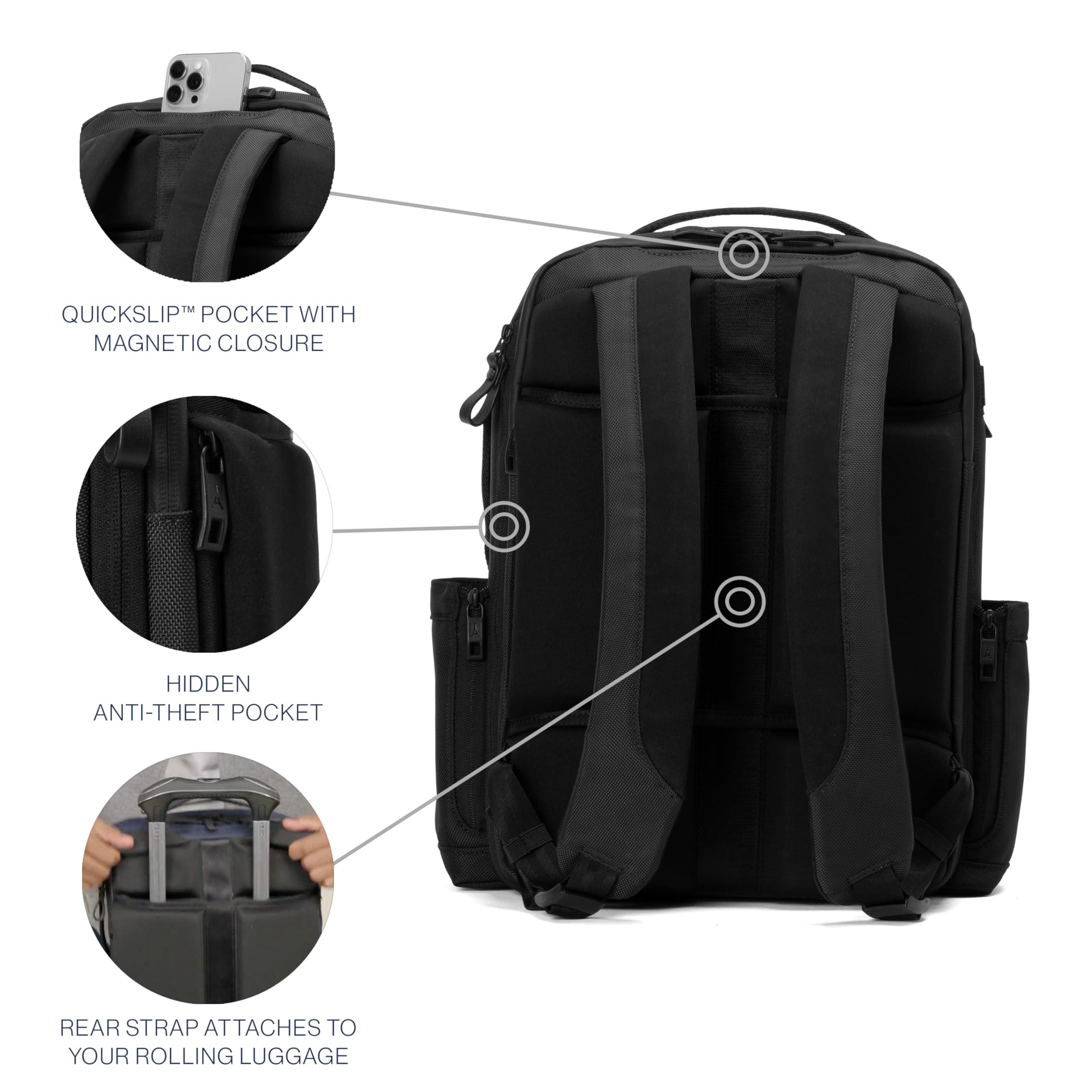Travelpro Travelpro Altitude Slim Expandable Travel Laptop Backpack 20-24L, 16 Inch Laptop, Water Resistant, Work, Business, Men and Women, Jet Black