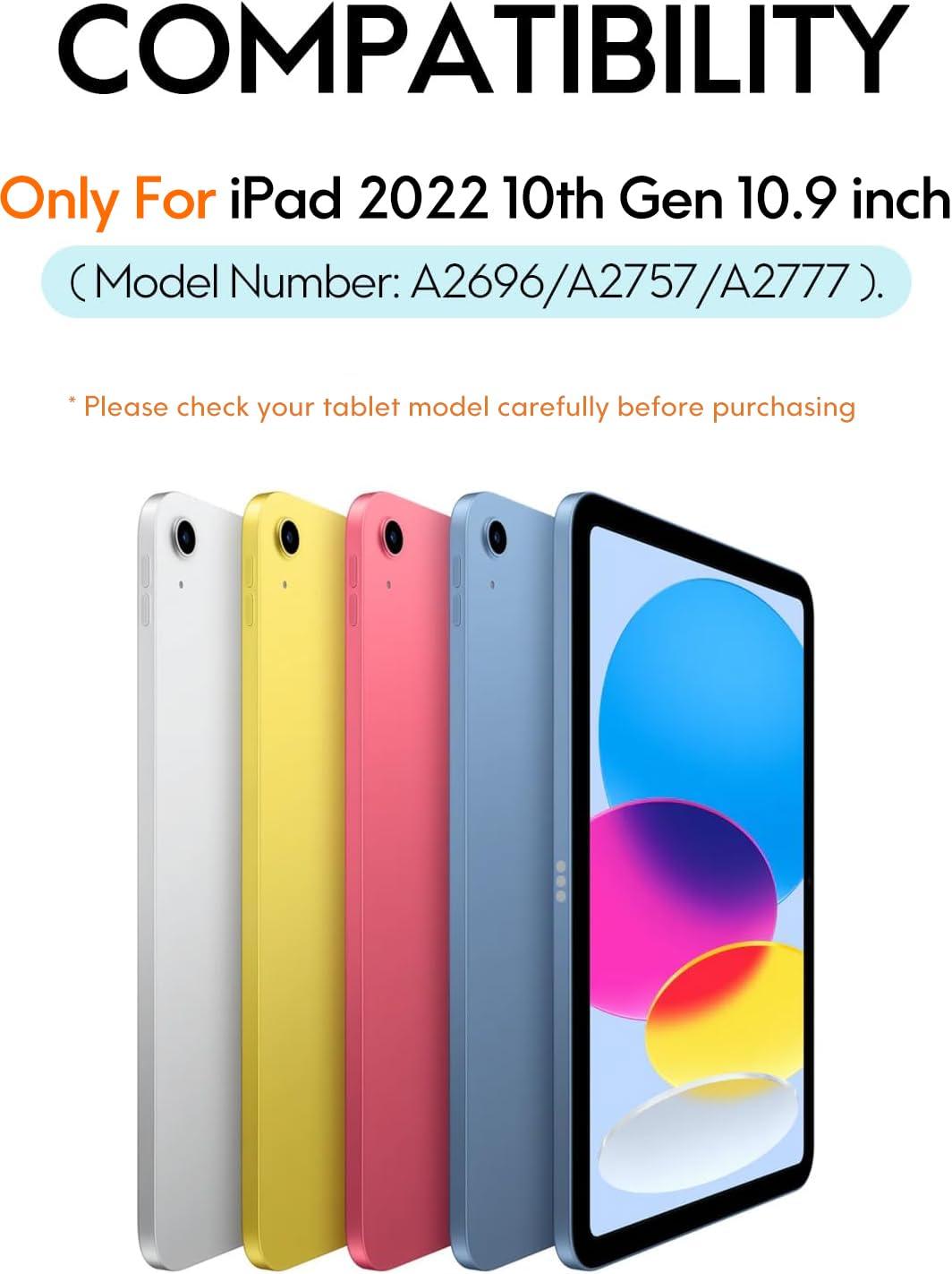 CHESONA CHESONA Ultra-Light for iPad 10th Case with Keyboard (10.9", 2022), Detachable Magnetic Folio Keyboard Case for iPad 10th, 868H Lasting via CR2032, Long Slim & Portable Wireless Keyboard, Grey