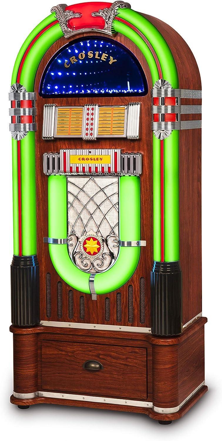 Crosley Crosley CR1215A-WA Jukebox, Includes AM/FM Radio & Bluetooth Receiver & CD Player with ST15-WA Stand Included - Walnut