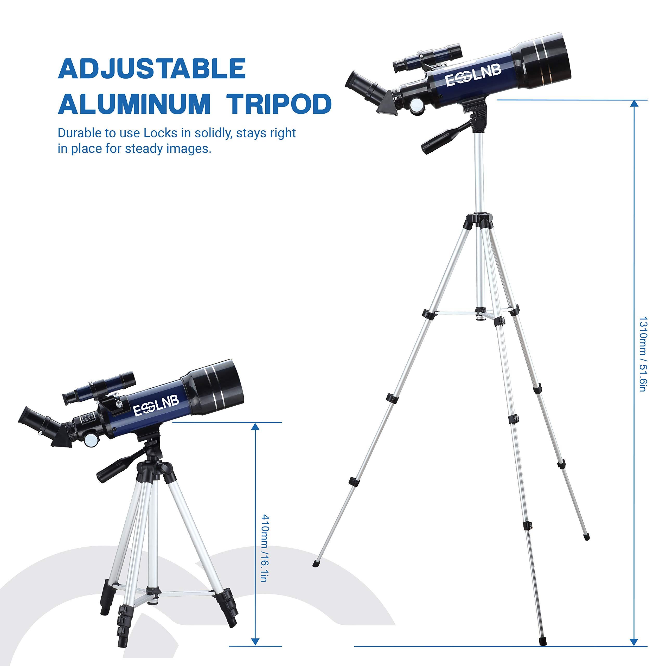 ESSLNB ESSLNB Telescope for Adults, 70mm Aperture Refractor Telescopes (15X-180X) for Astronomy Beginners, Portable Travel Telescope with Phone Adapter & Adjustable Tripod