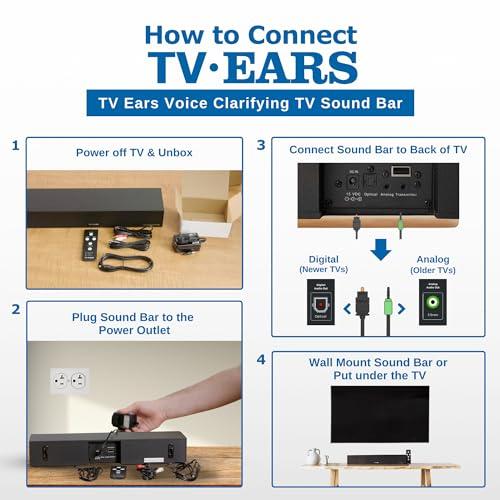 TV · EARS TV EARS Sound Bar for TV - Voice Clarifying, Long Range Wireless Television Speakers - 17\" SoundBar for Enhanced Dialogue on Hearing Impaired Viewers - Compatible with Any Television