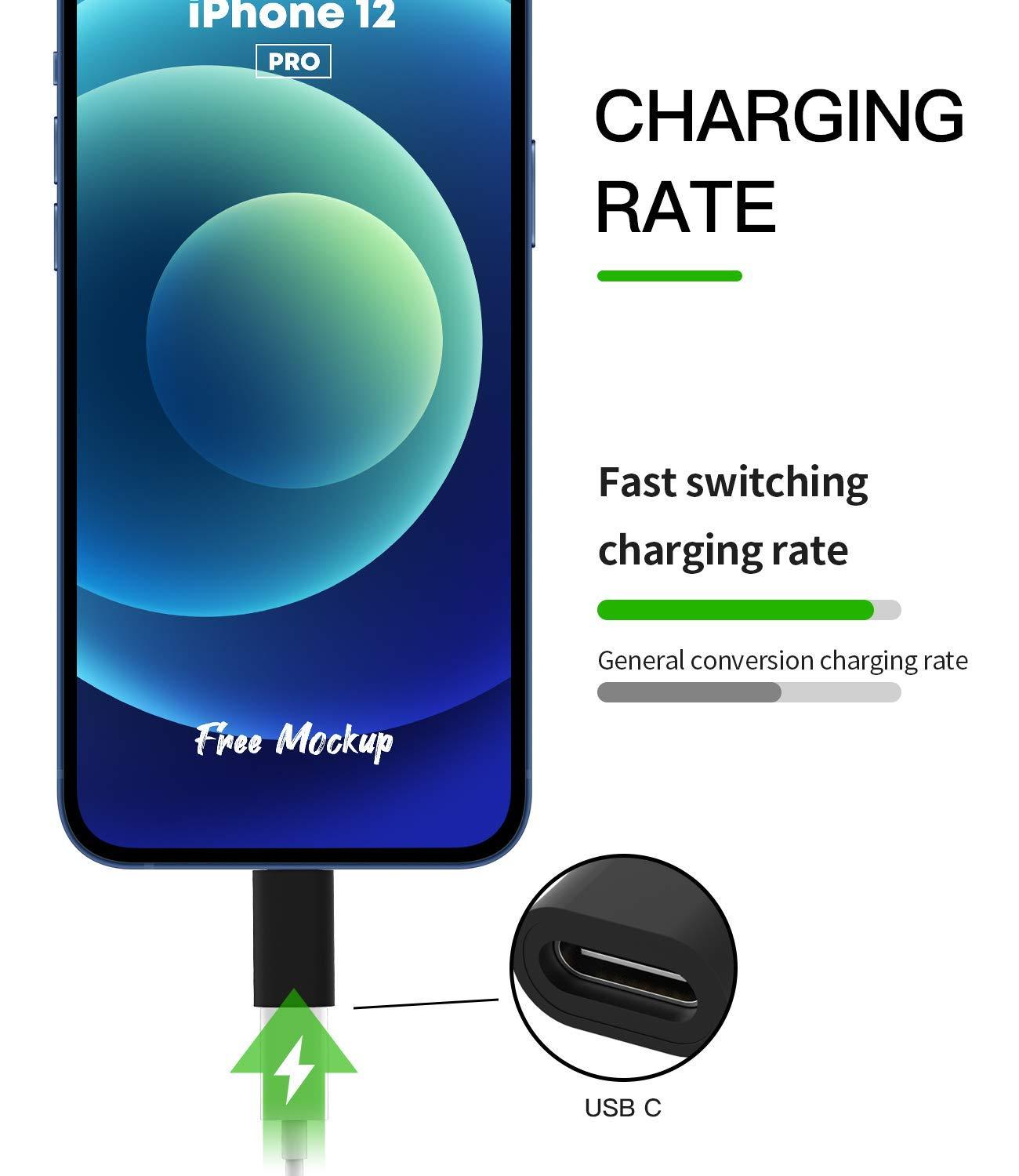 zoyuzan 3Pack,USB-C Female to Lightning Male Adapter,Lightning to USB C Adapter,Type C Cable Charger Adaptor for Apple iPhone 12 11 Mini PRO MAX XS XR X SE2 7 8Plus Ipad AIR USBC Charging Converter