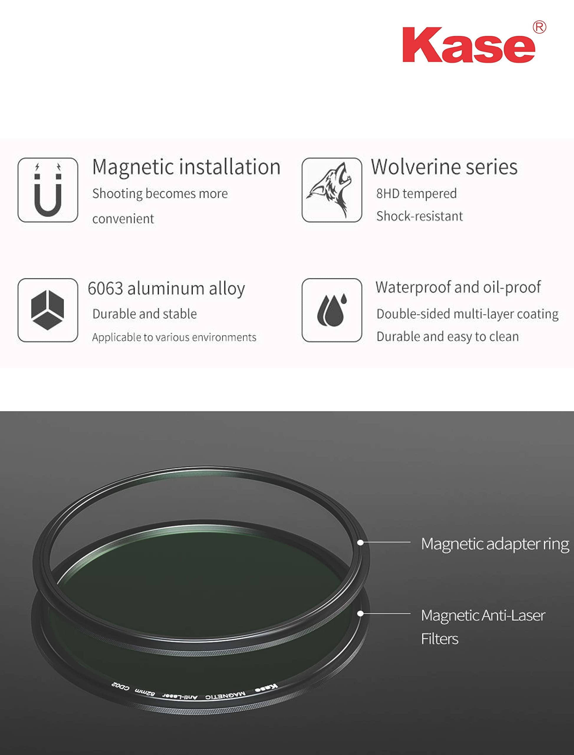 Kase Kase Wolverine 82mm Anti-Laser Protection Filter Magnetic Shockproof Tempered Optical Glass Incl Adapter 82