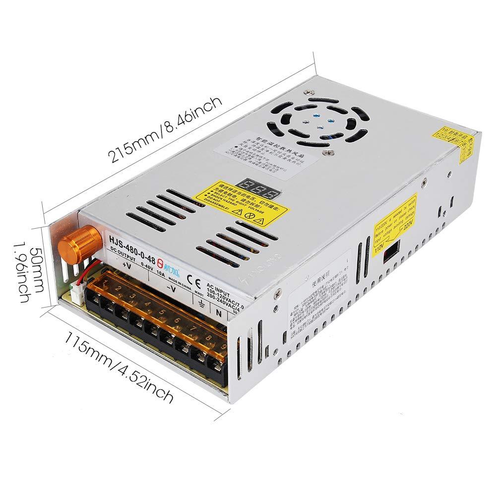 Titoe Adjustable DC Power Voltage Converter AC 110V-220V to DC 0-48V Module Switching Power Supply Digital Display 480W Voltage Regulator Transformer Built in Cooling Fan