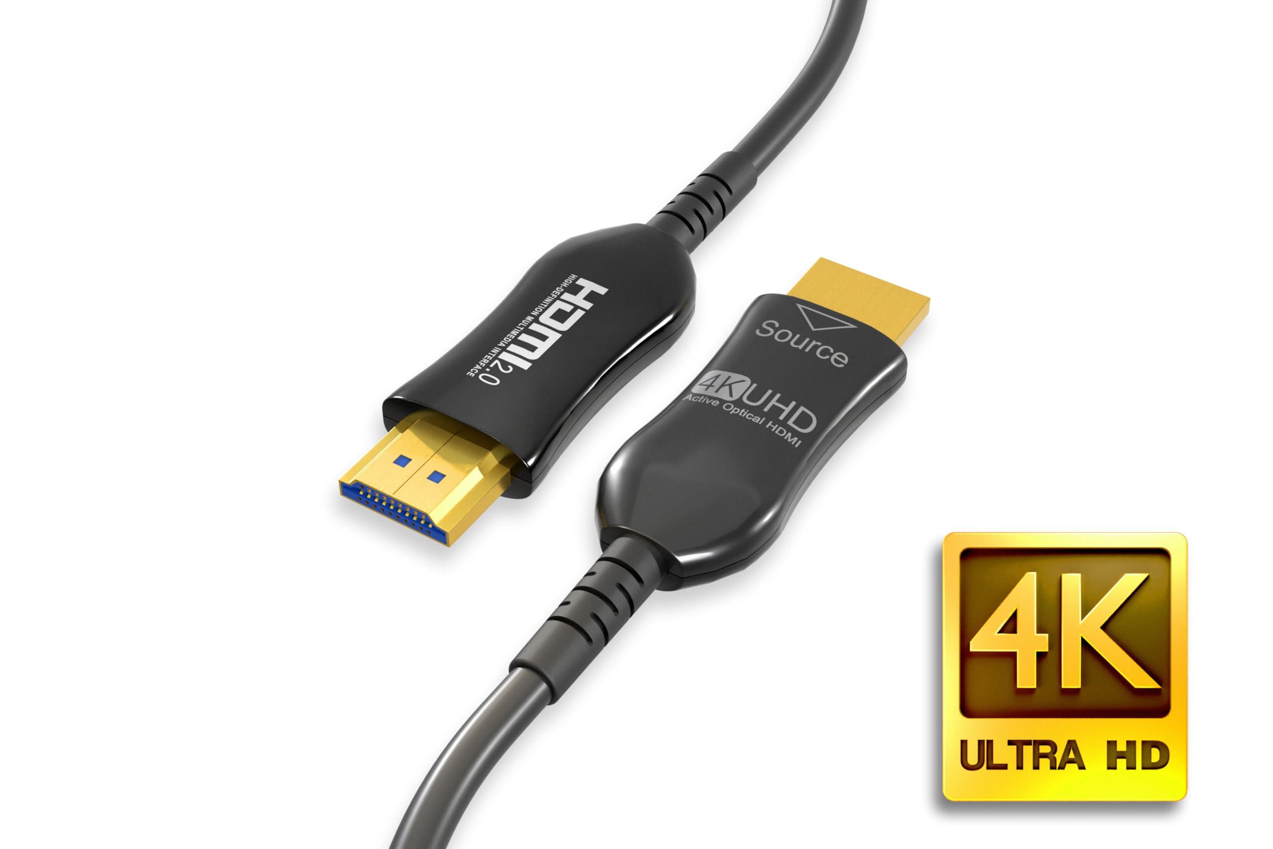 Cablelera Cablelera 4K UHD CMP HDMI Cable 2.0, Hybrid Active Optical Cable (AOC), 18Gbps Hyper Fast Long Distance Data Transmission, ARC, HDCP, NVIDIA, AMD, PS5, Xbox, Gaming, Movie, Plenum Rated, 100ft