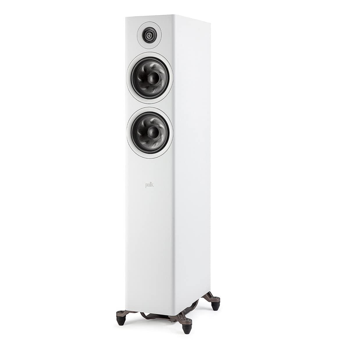 Polk Audio Polk Audio Reserve Series R600 Tower Speaker, 1\" Pinnacle Ring Tweeter & Dual 6.5\" Turbine Cone Woofers, Hi-Res Certified, Dolby Atmos & IMAX Enhanced for Dynamic Home Theater Audio, White