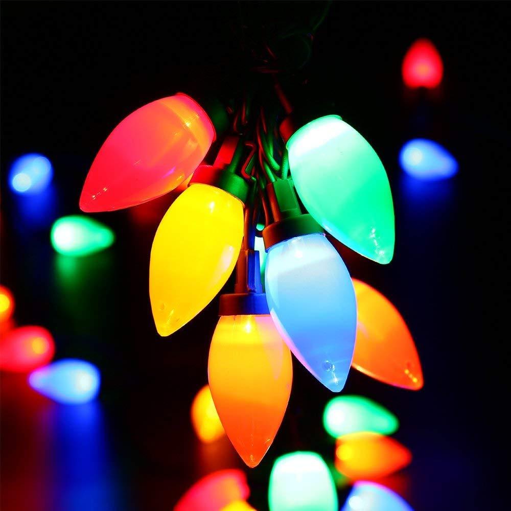 HAYATA Multi Color C9 Big Bulbs Classic Christmas Lights 50 LED 32ft Indoor Outdoor Home Yard Xmas Tree Decorations (Multi Color - 50LED)