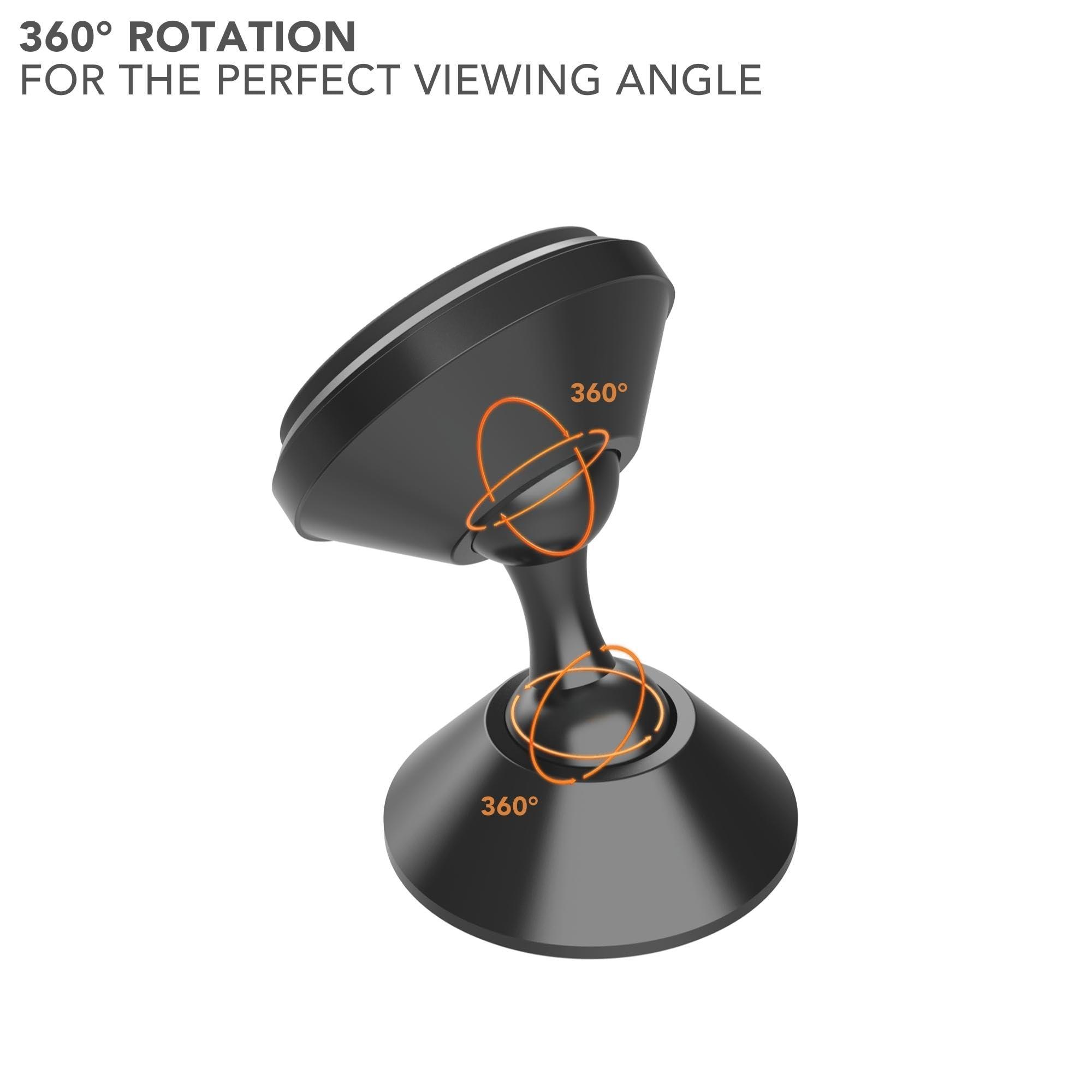 Rokform ROKFORM - Adjustable Magnetic Car Mount, 360 Degree Swivel with 3M VHB Tape, Cell Phone Holder, Aluminum Dashboard Phone Mount Stand for Truck Car & Van (Black)