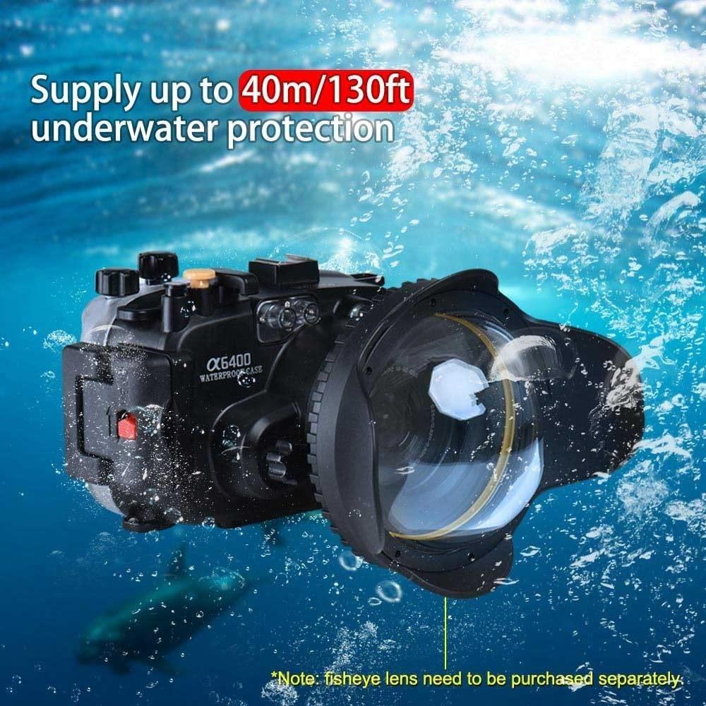 Sea frogs SeaFrogs Waterproof housing for Sony A6400 Underwater Diving Case 40M/130FT with Built-in Water Leakage Sensor, Ideal for Diving, Surfing, Swimming and Rafting Video