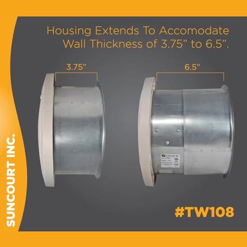 Suncourt Suncourt ThruWall TW108 Room-to-Room Transfer Through Wall Vent Fan, 2-Speed Wall Vent Register Booster Fan, Quiet Operation, Improved Air Flow for Better Indoor Heating and Cooling, White