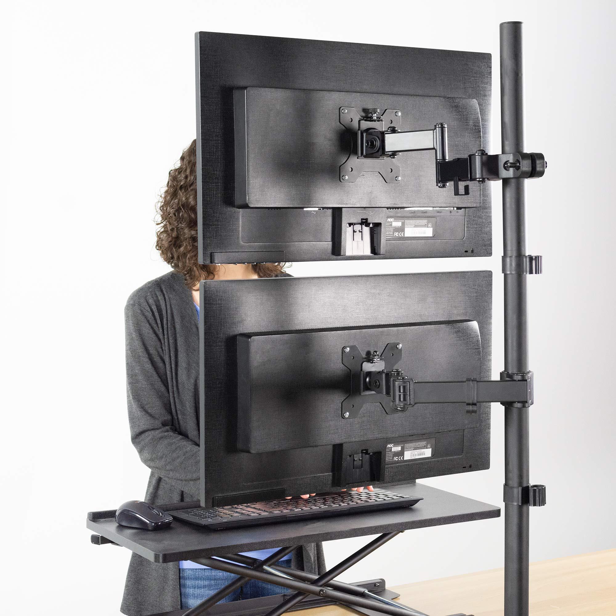 VIVO VIVO Steel Universal Full Motion Pole Mount Monitor Arm with Removable 75mm and 100mm VESA Plate, Fits 17 to 32 inch Screens, Black, MOUNT-POLE01A