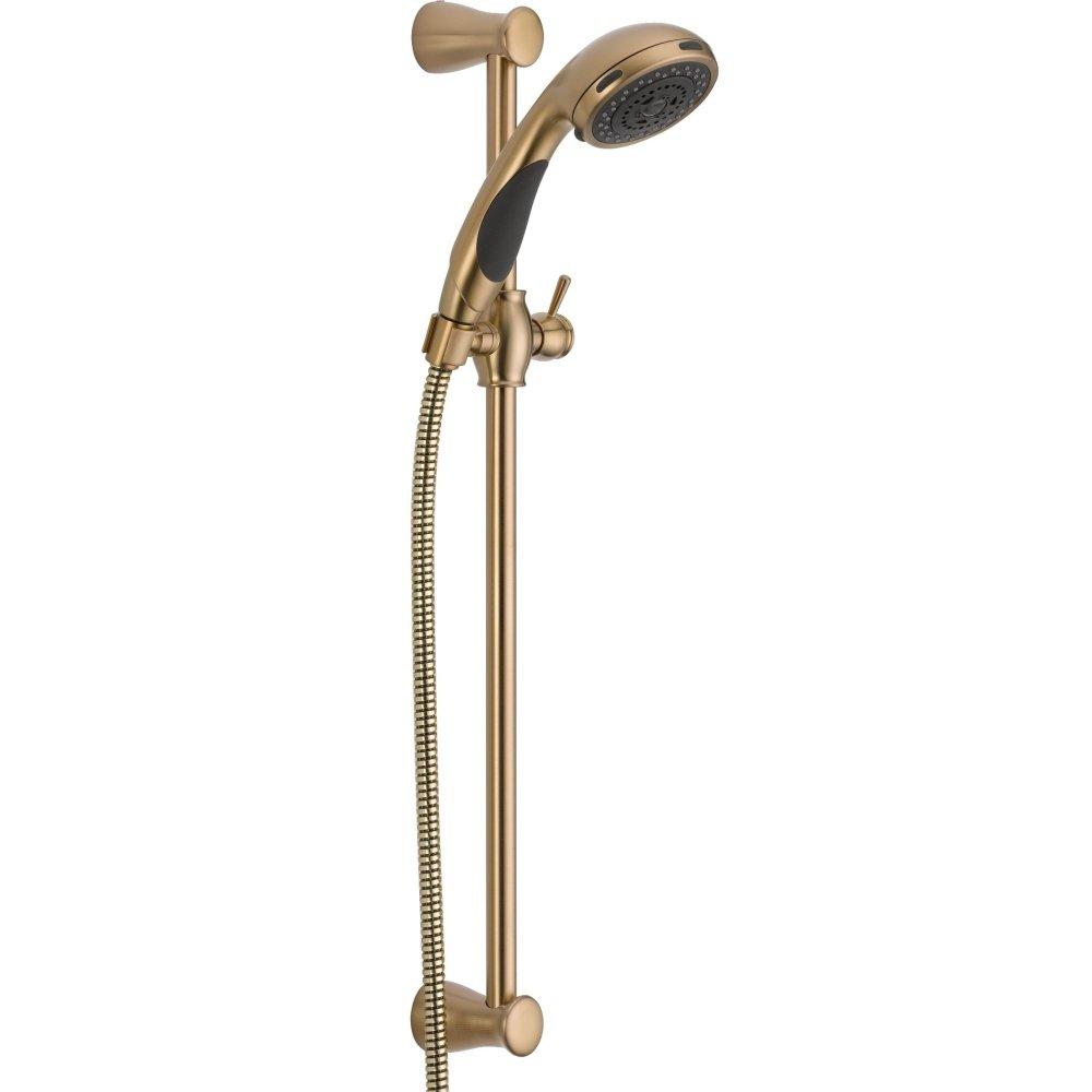 DELTA FAUCET Delta Faucet 3-Spray Slide Bar Hand Held Shower with Hose, Gold Handheld Shower Head, Slide Bar Hand Shower, Handheld Shower, Detachable Shower Head, Champagne Bronze 57014-CZ, 0.5
